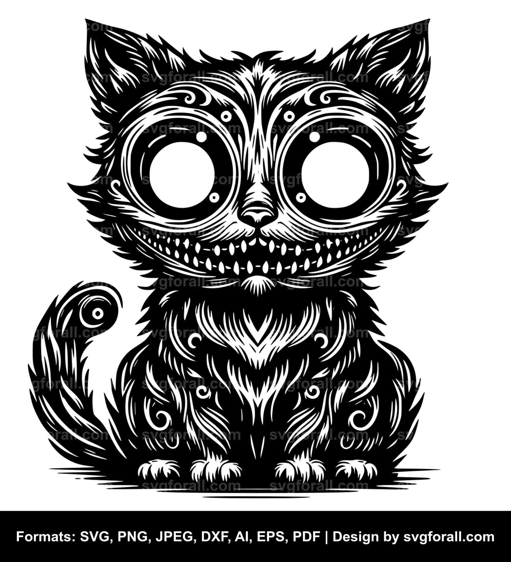 Spooky Cat Black SVG