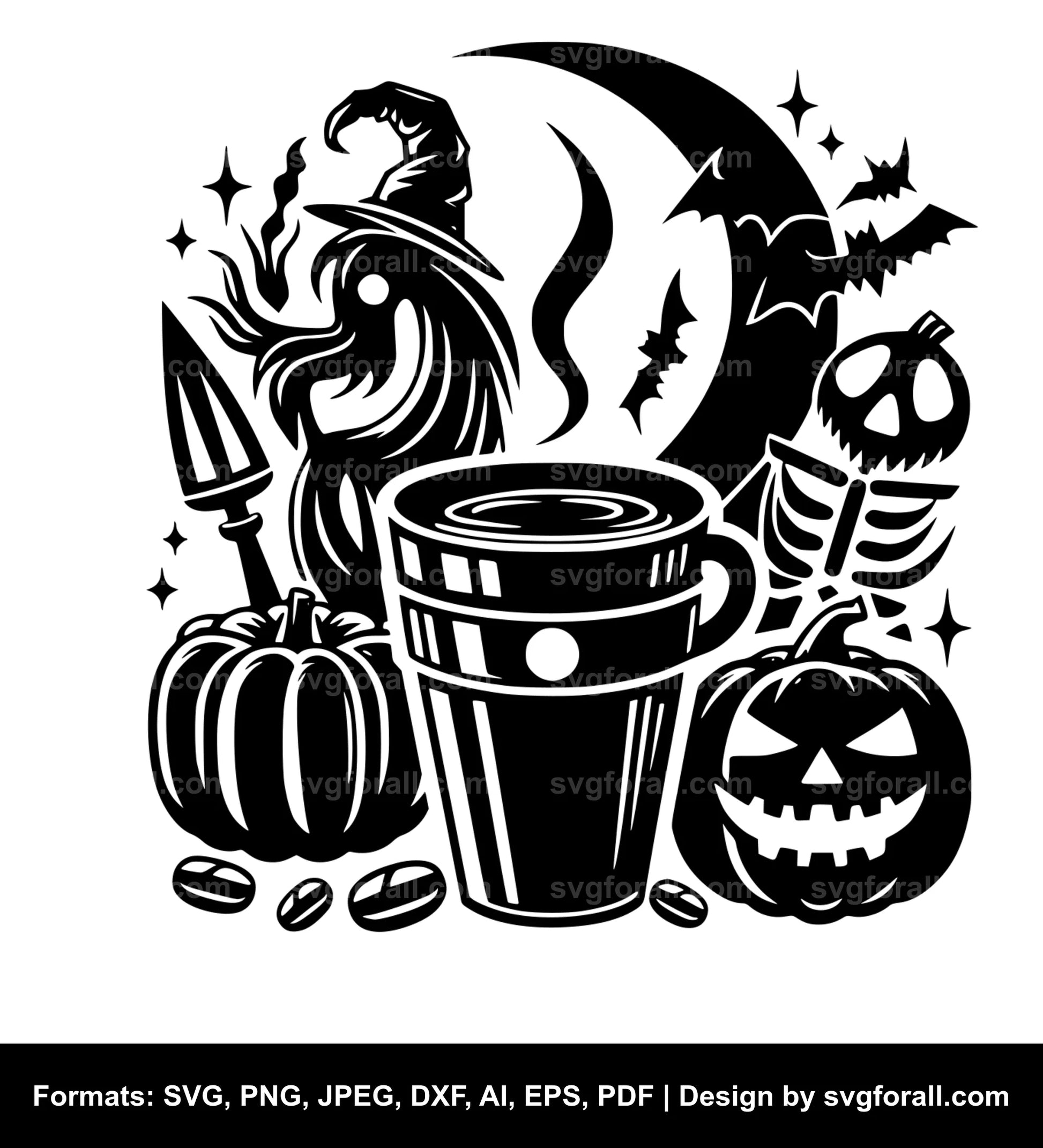 Spooky Coffee Black SVG