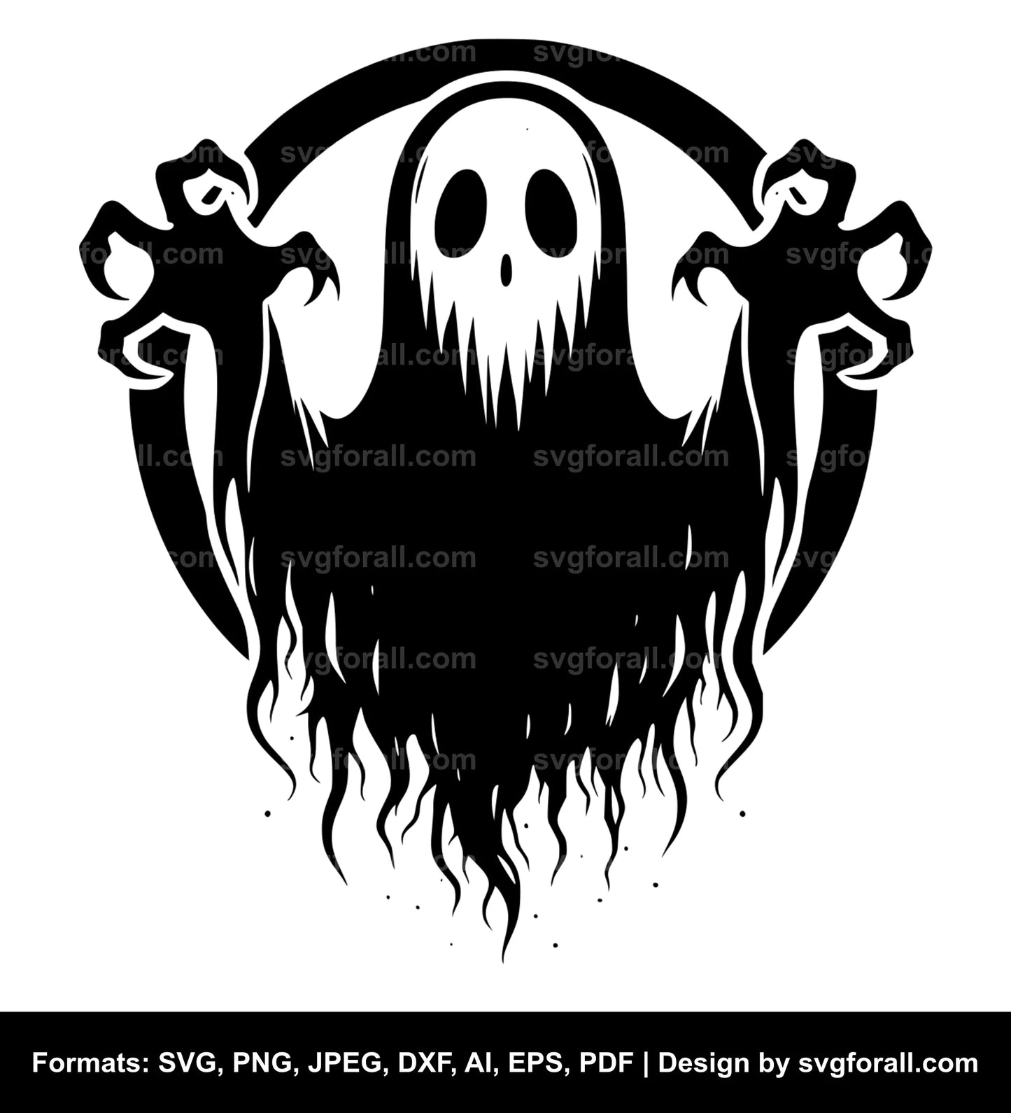 Spooky Ghost Black SVG