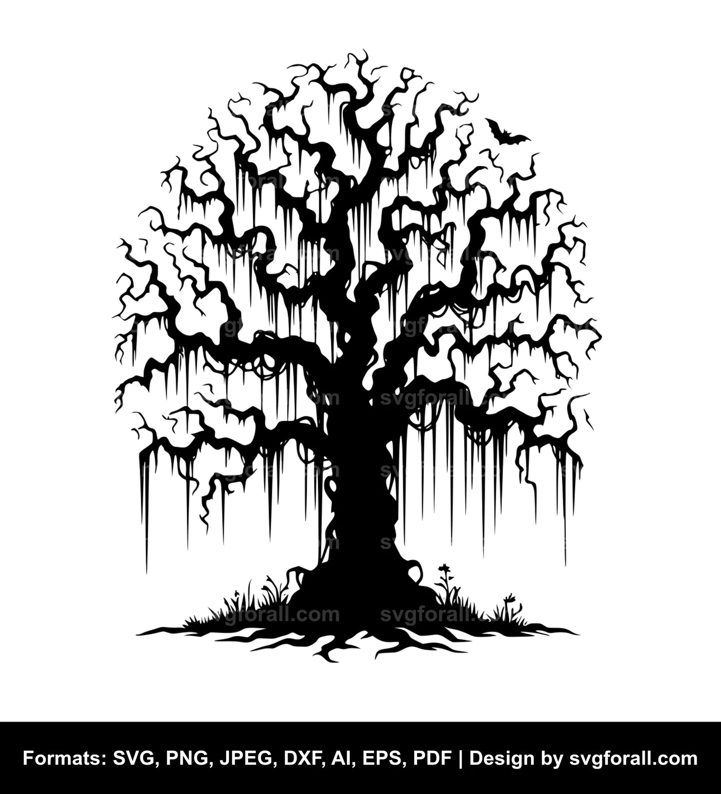 Spooky Halloween Tree Black SVG