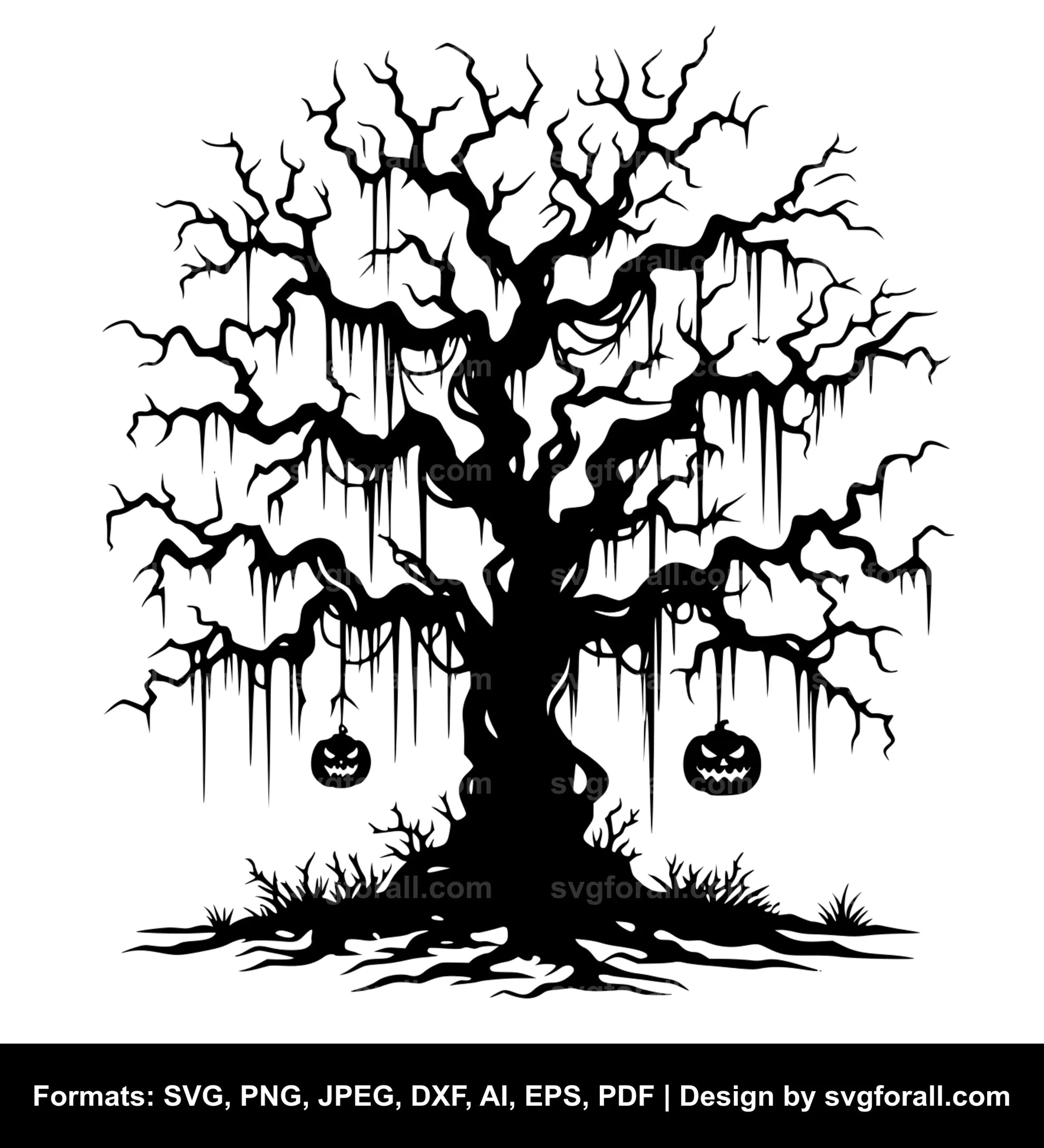 Spooky Halloween Tree SVG File