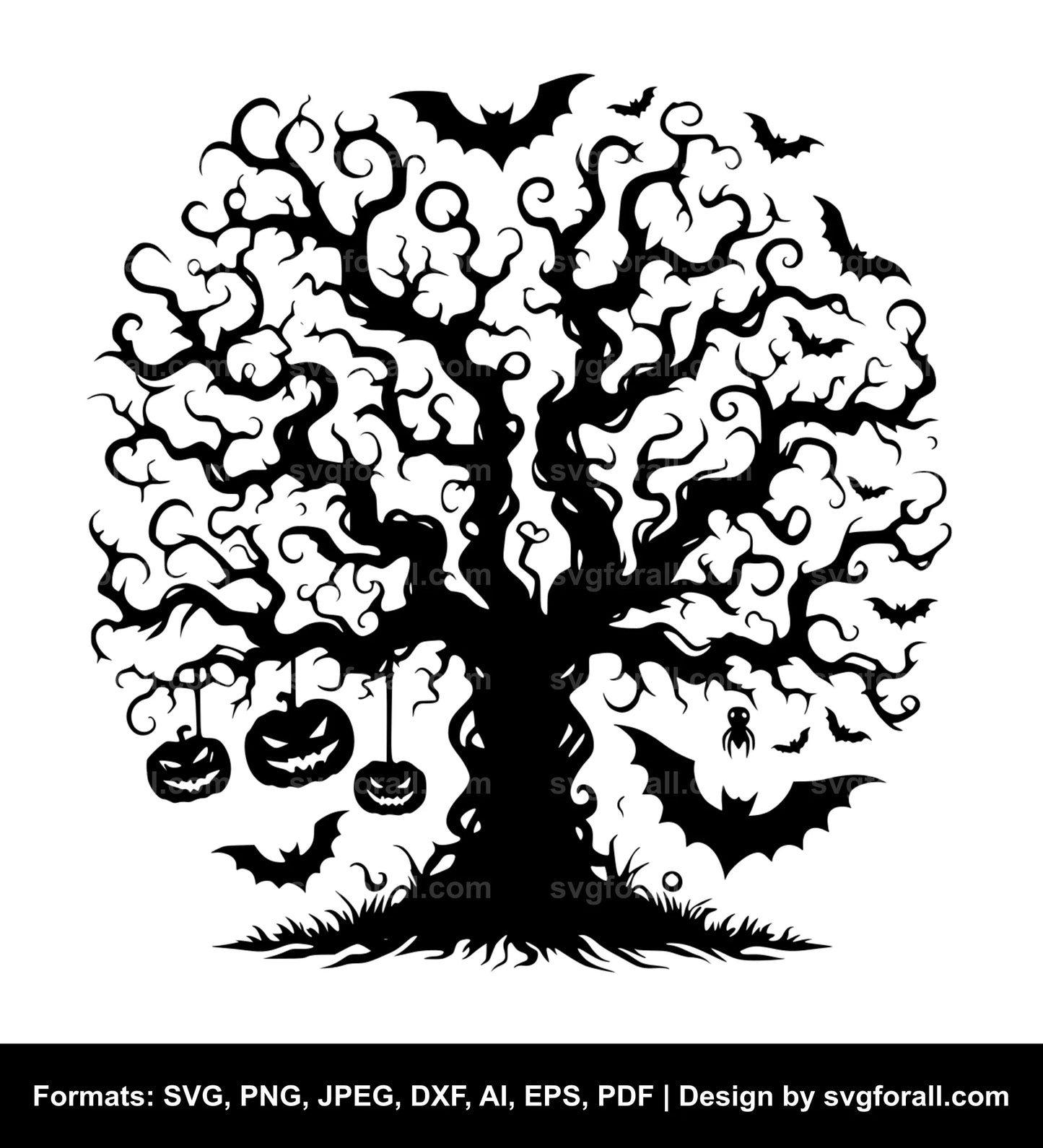 Spooky Halloween Tree SVG PNG