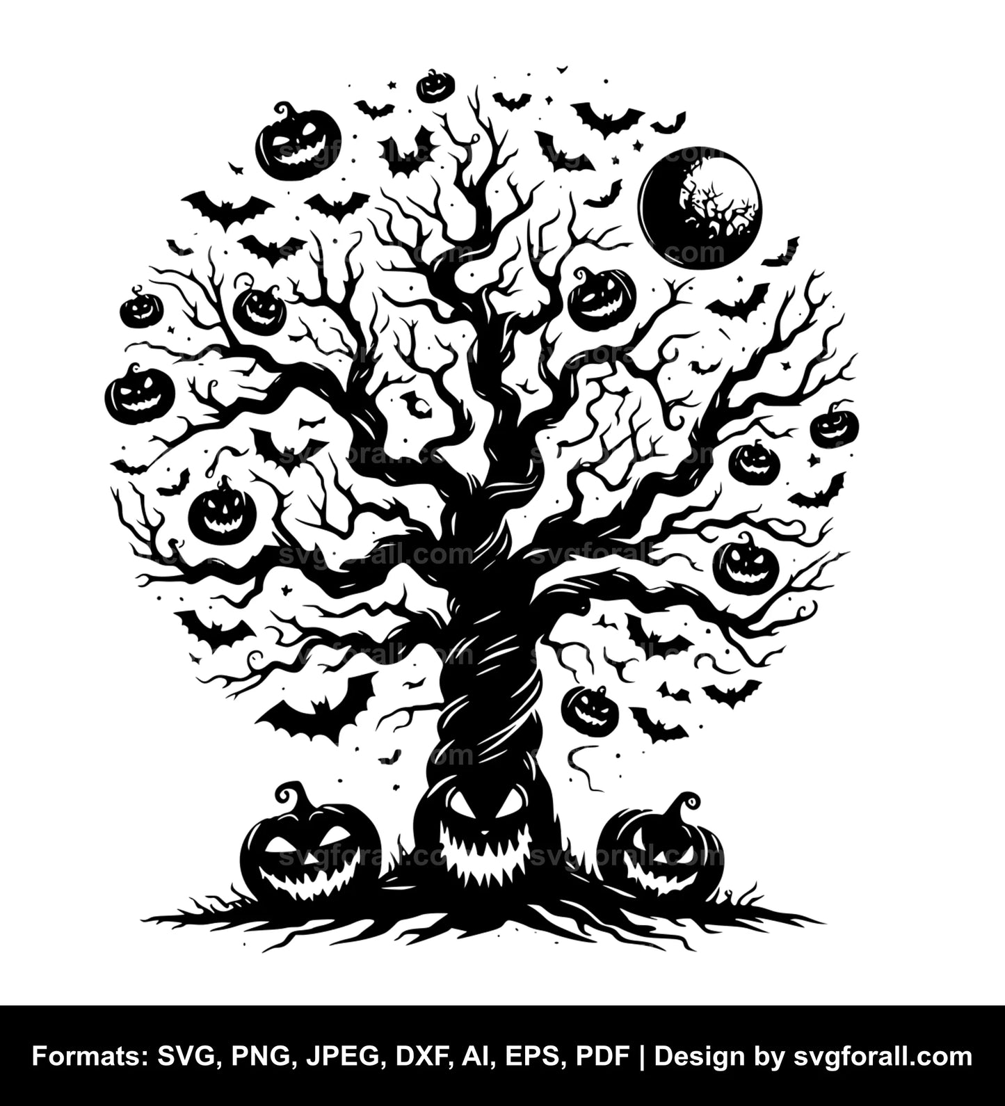 Spooky Halloween Tree SVG Vector