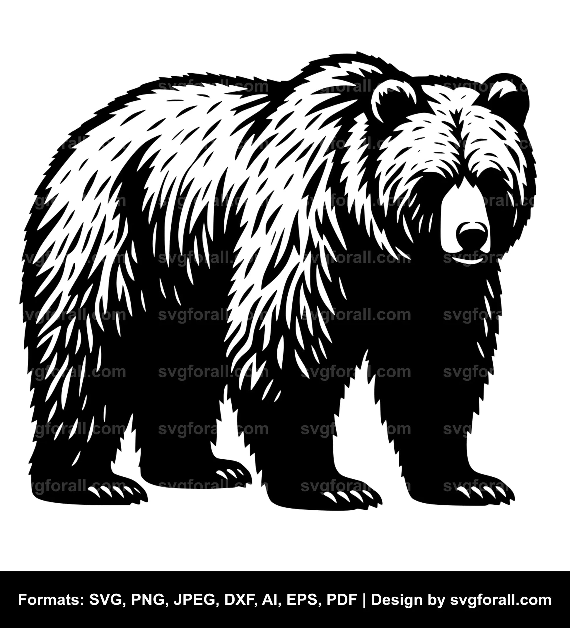 Standing Grizzly Bear SVG Vector