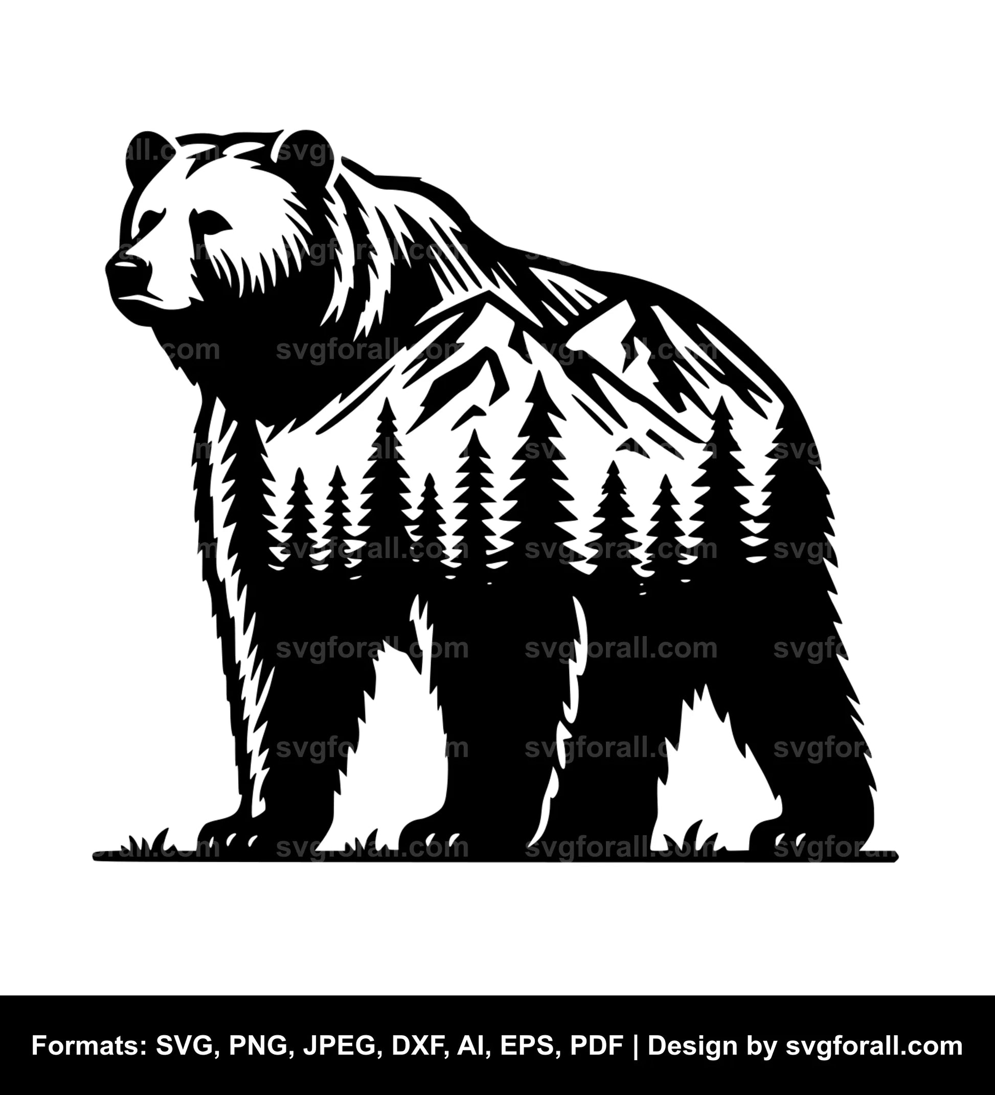 Standing Grizzly Bear Vector SVG