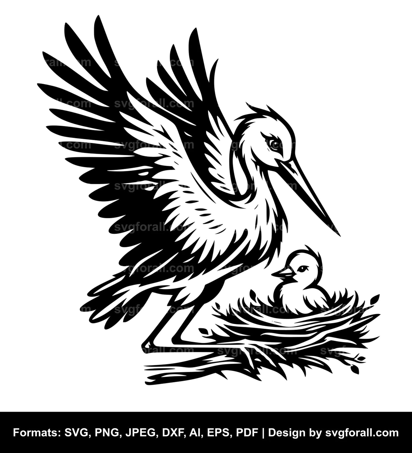 Stork With Baby SVG