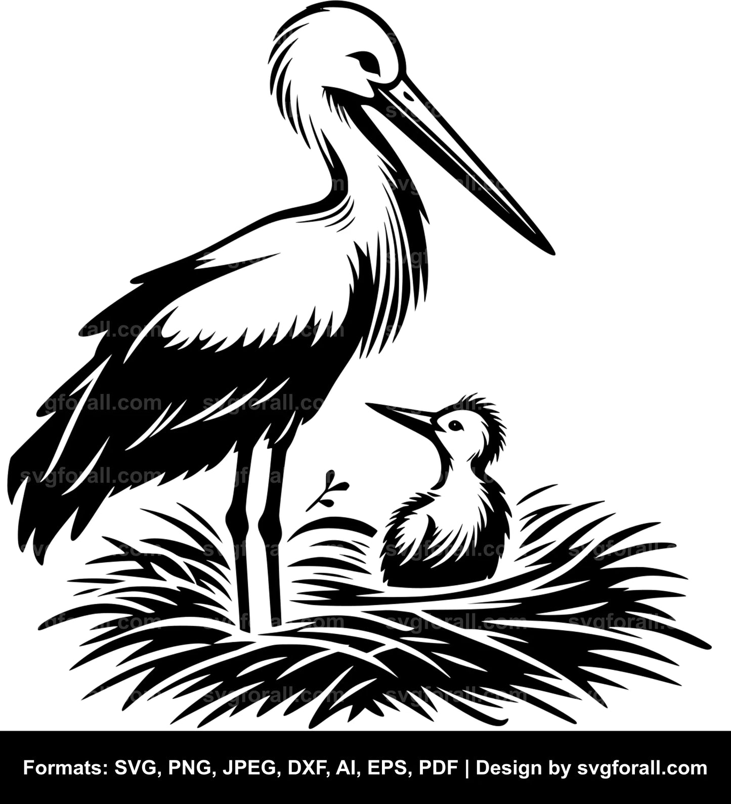 Stork With Baby SVG File