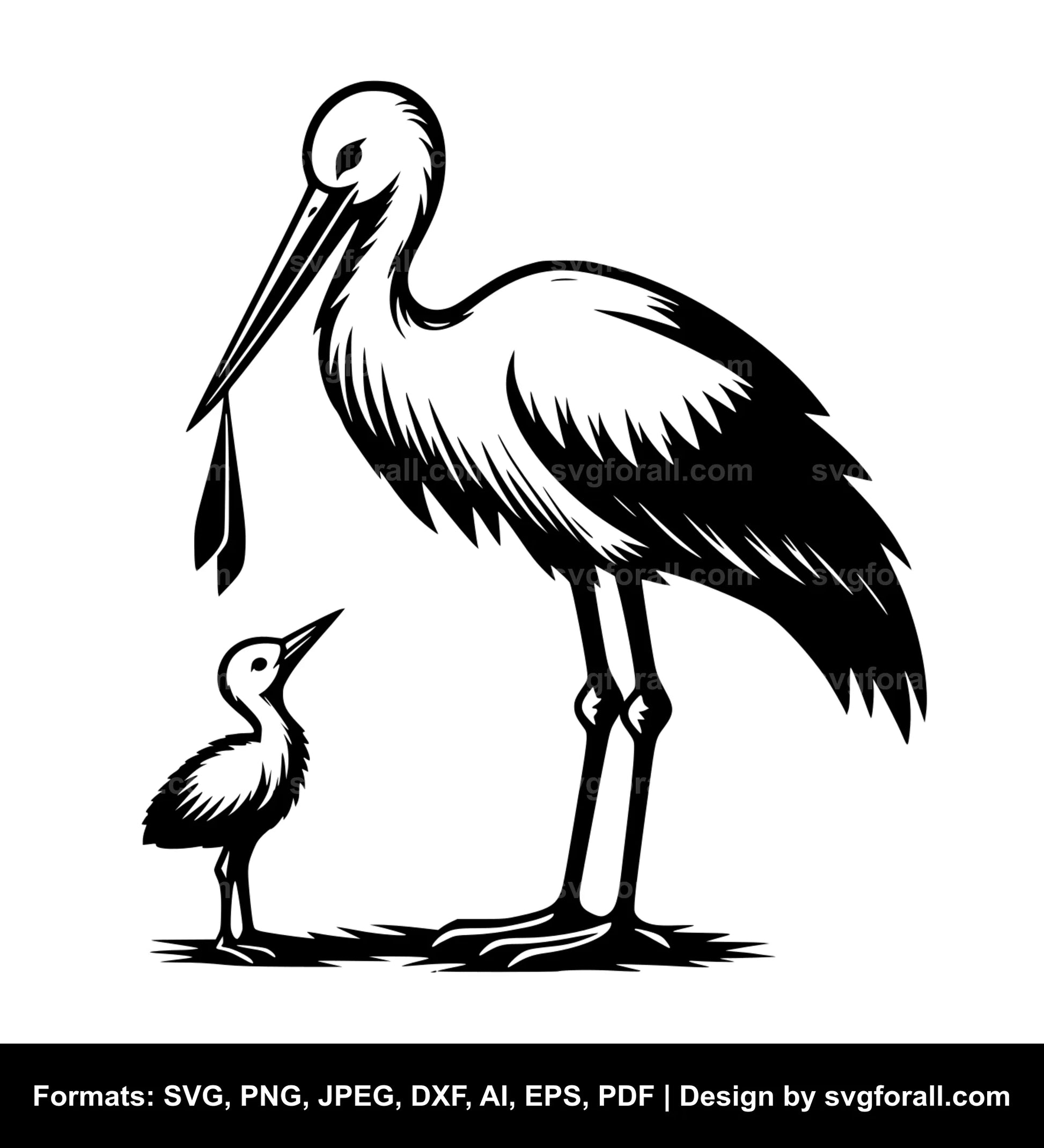 Stork With Baby SVG PNG