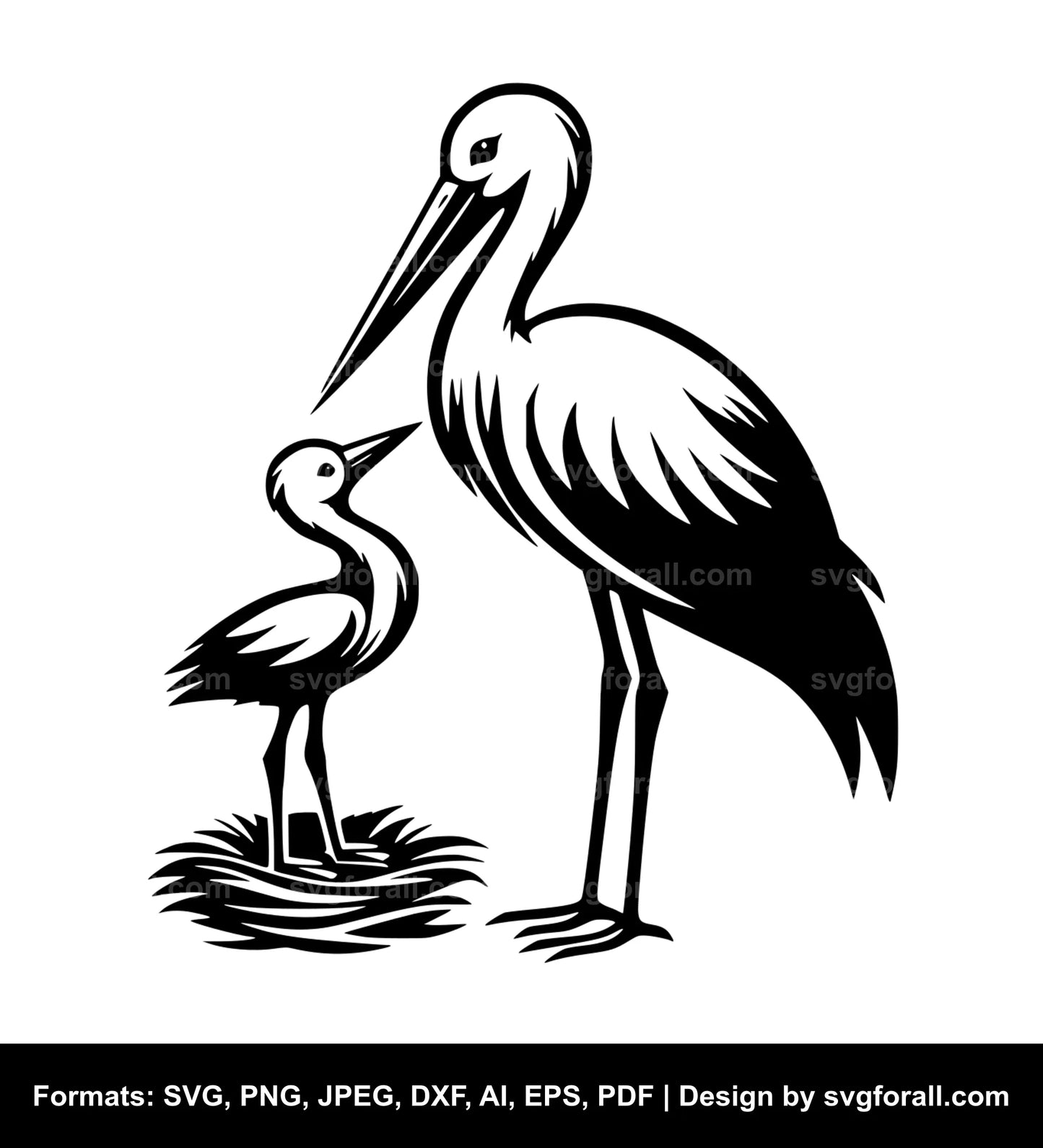 Stork With Baby SVG Vector