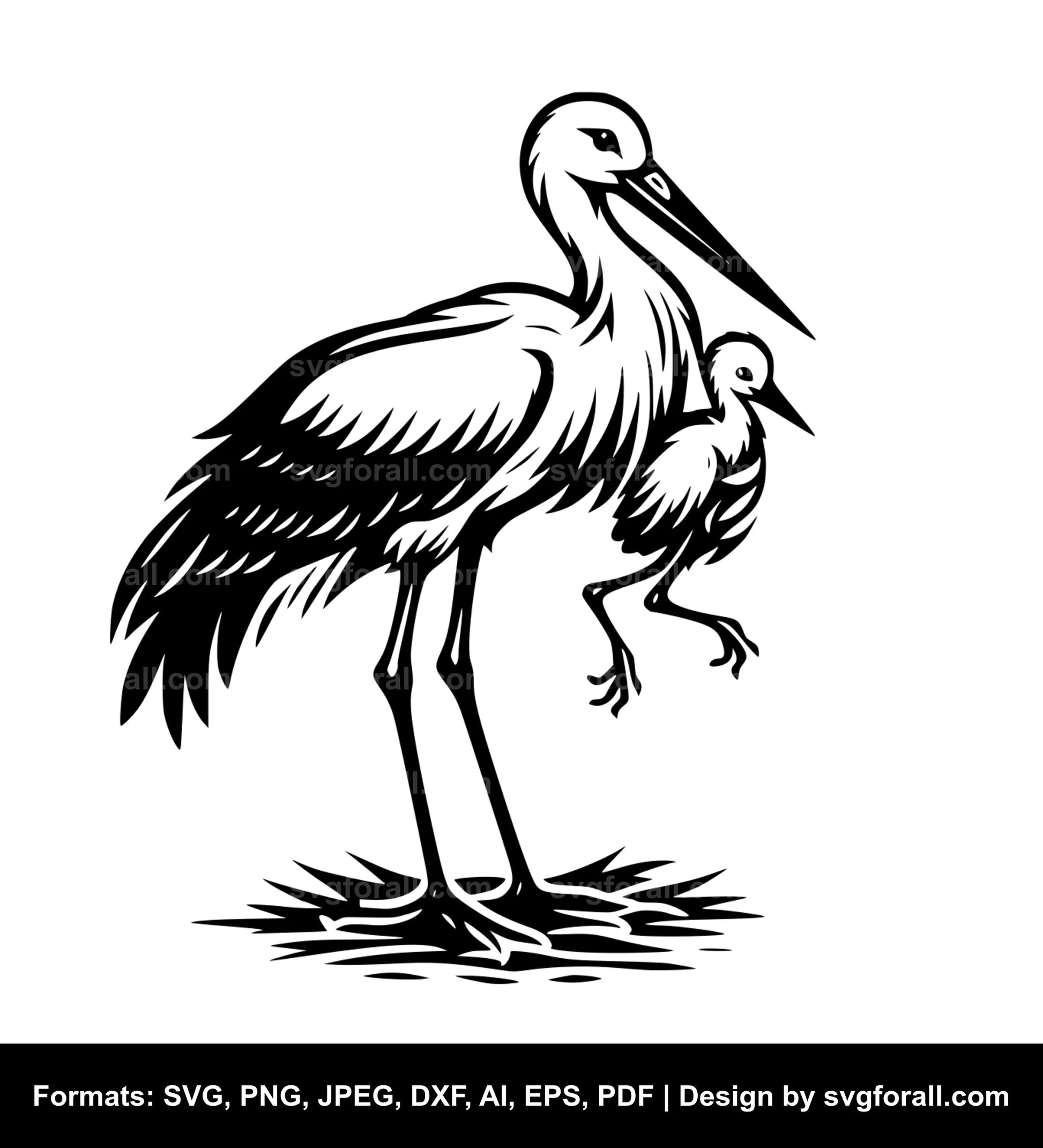 Stork With Baby Vector SVG