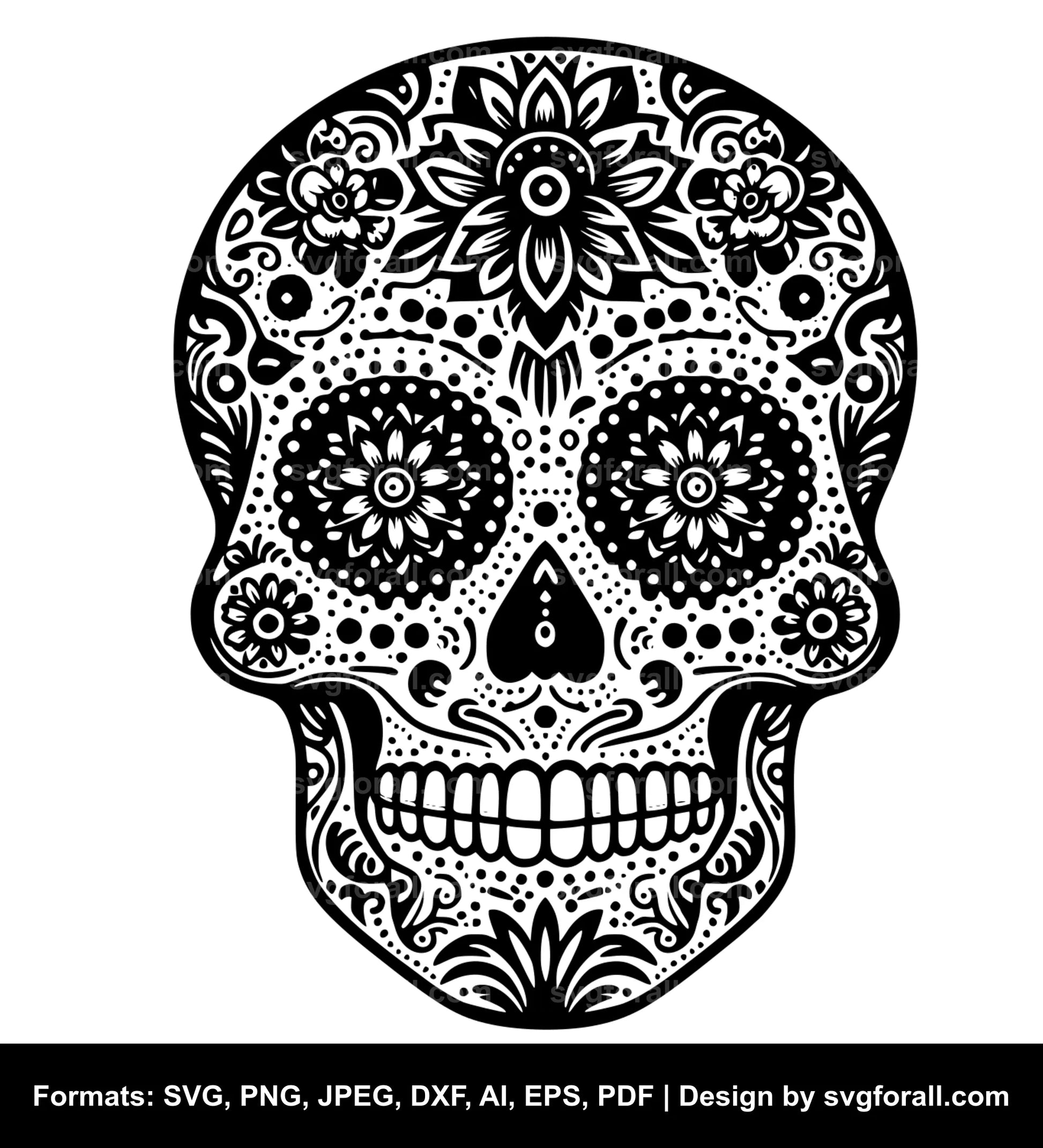 Sugar Skull Black SVG