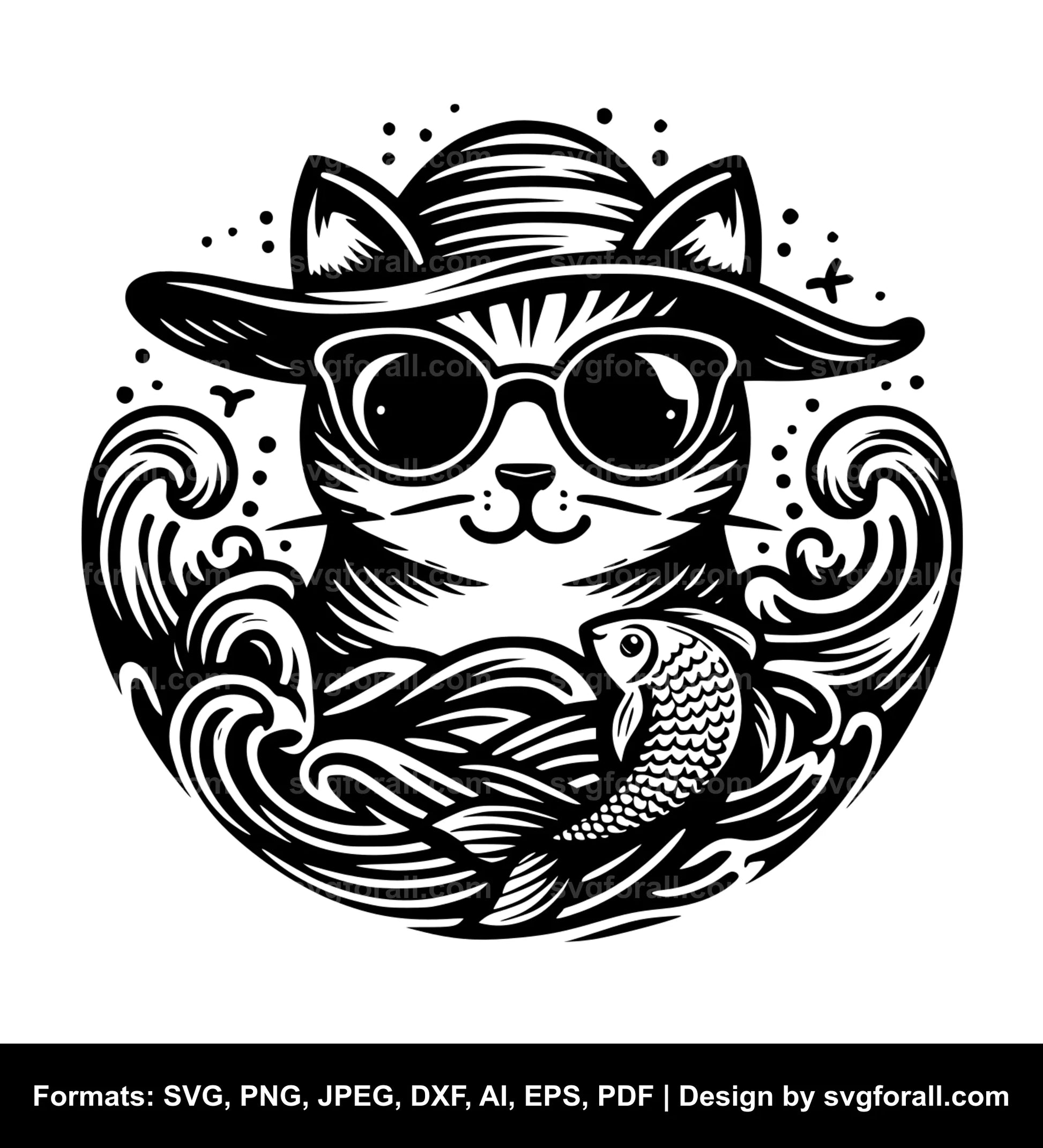 Summer Cat Vector SVG