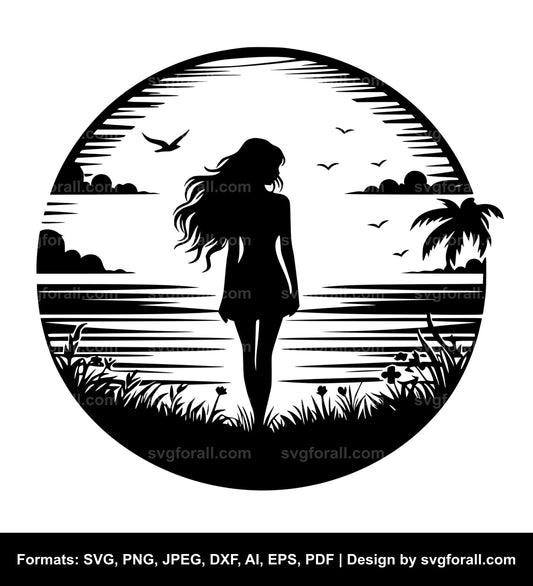 Sunset Girl Cricut SVG