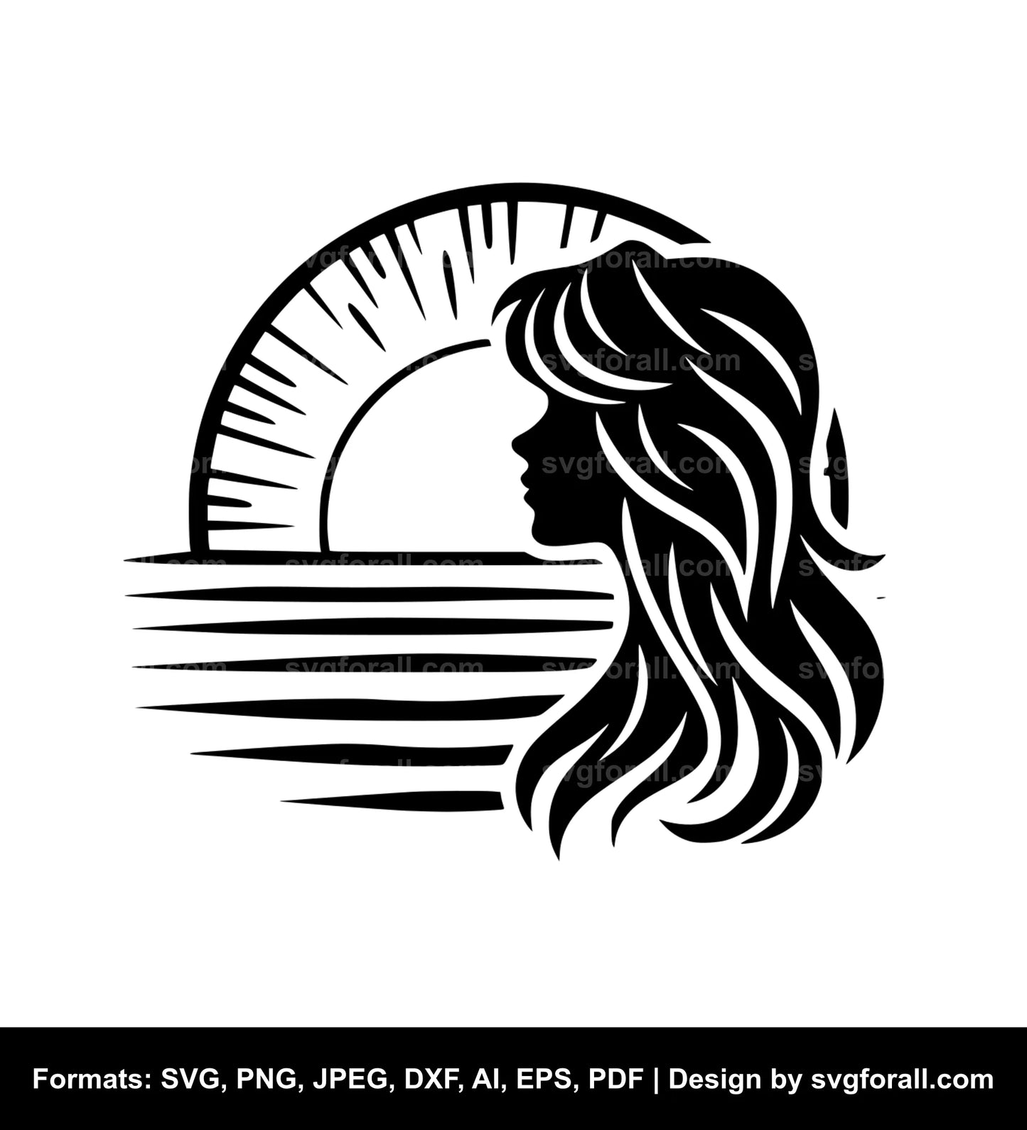 Sunset Girl Vector SVG