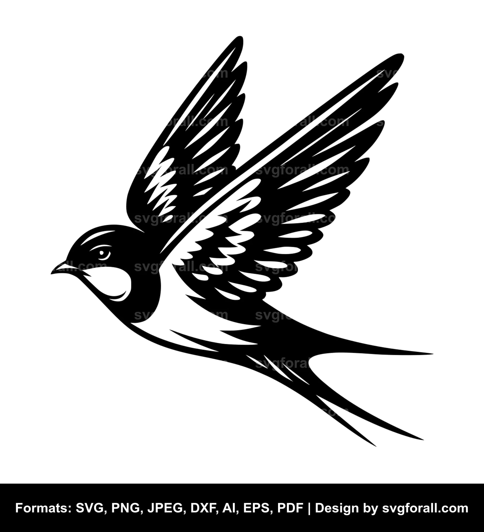 Swallow Bird Black SVG