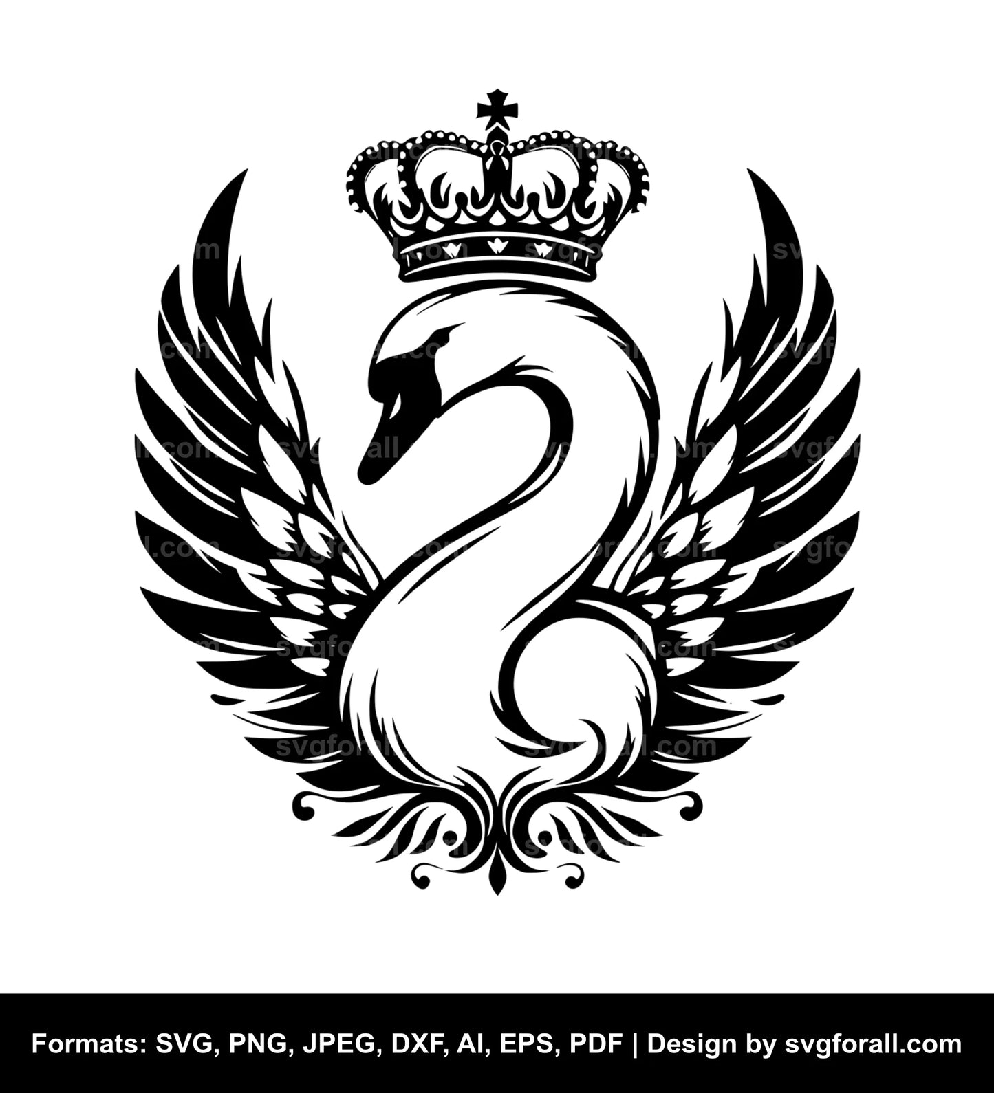 Swan With Crown SVG File