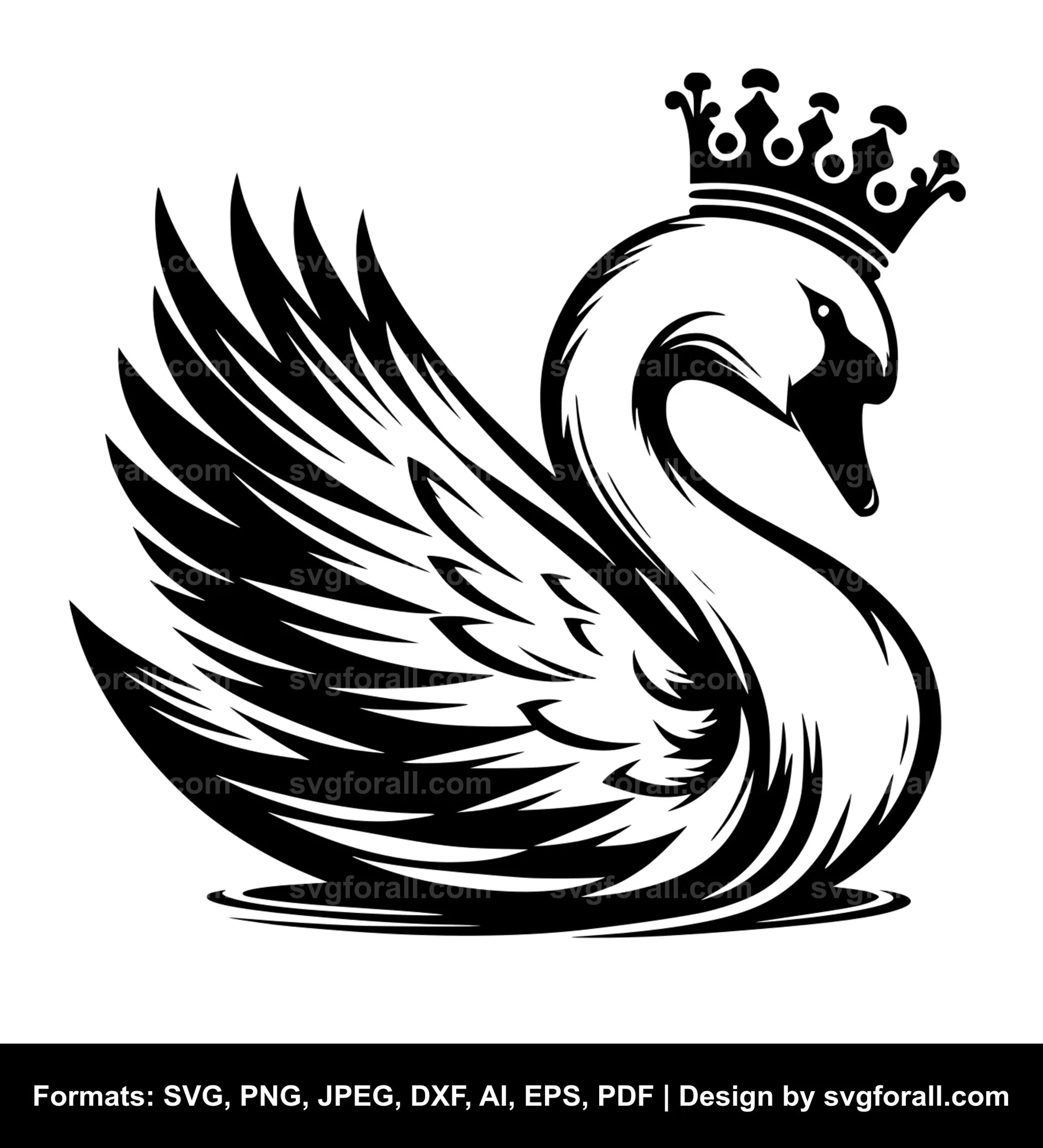 Swan With Crown SVG PNG