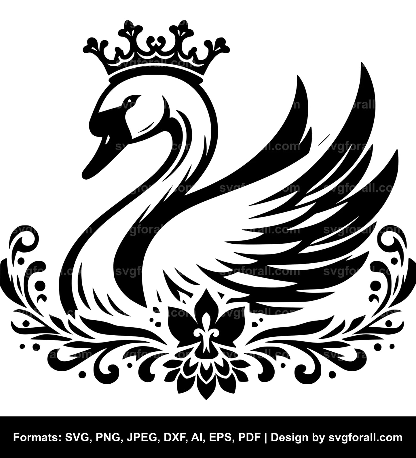 Swan With Crown Vector SVG