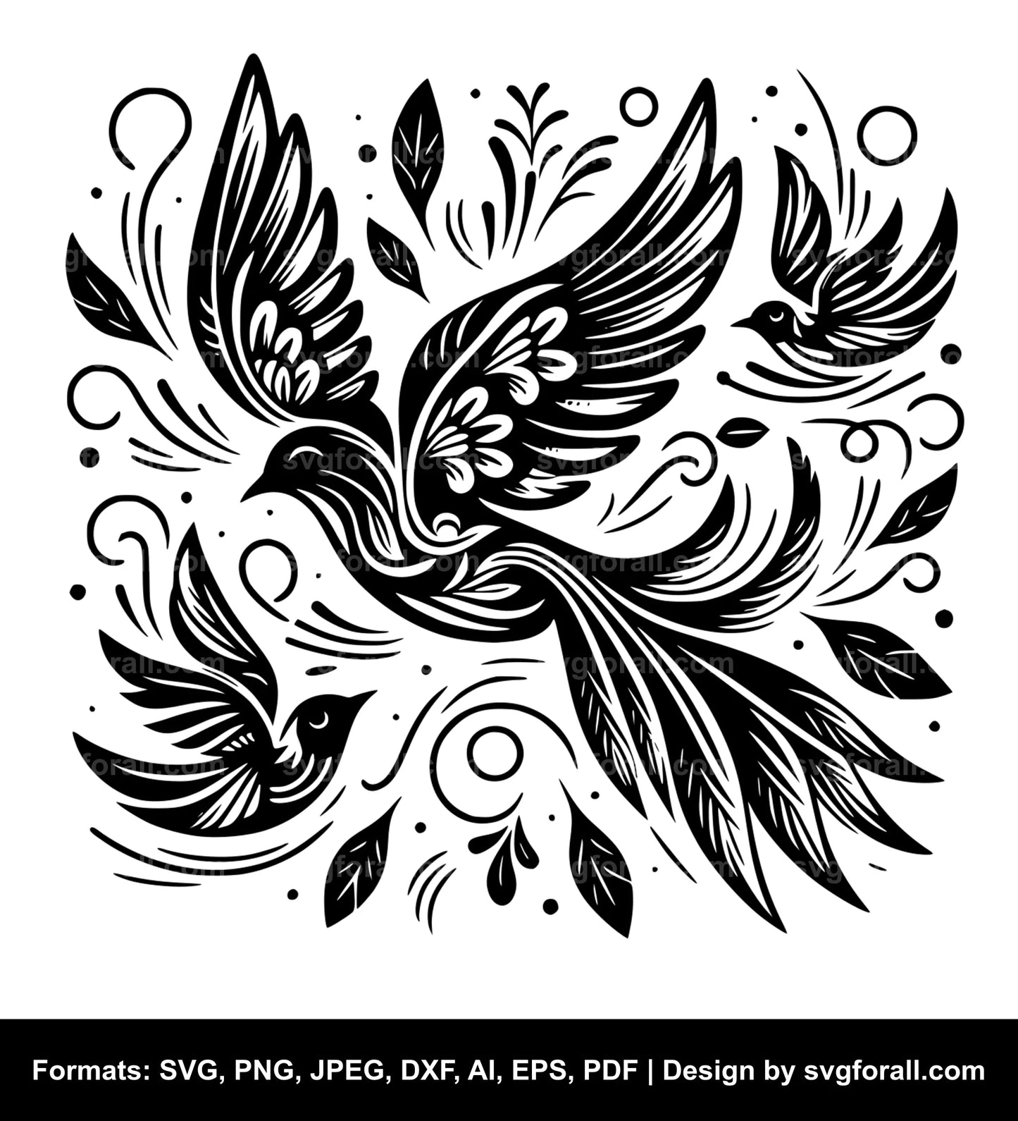 Swooping Bird Black SVG