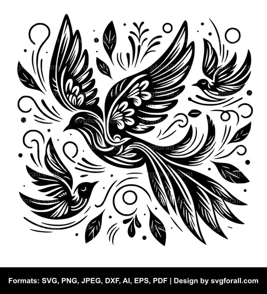 Swooping Bird Black SVG