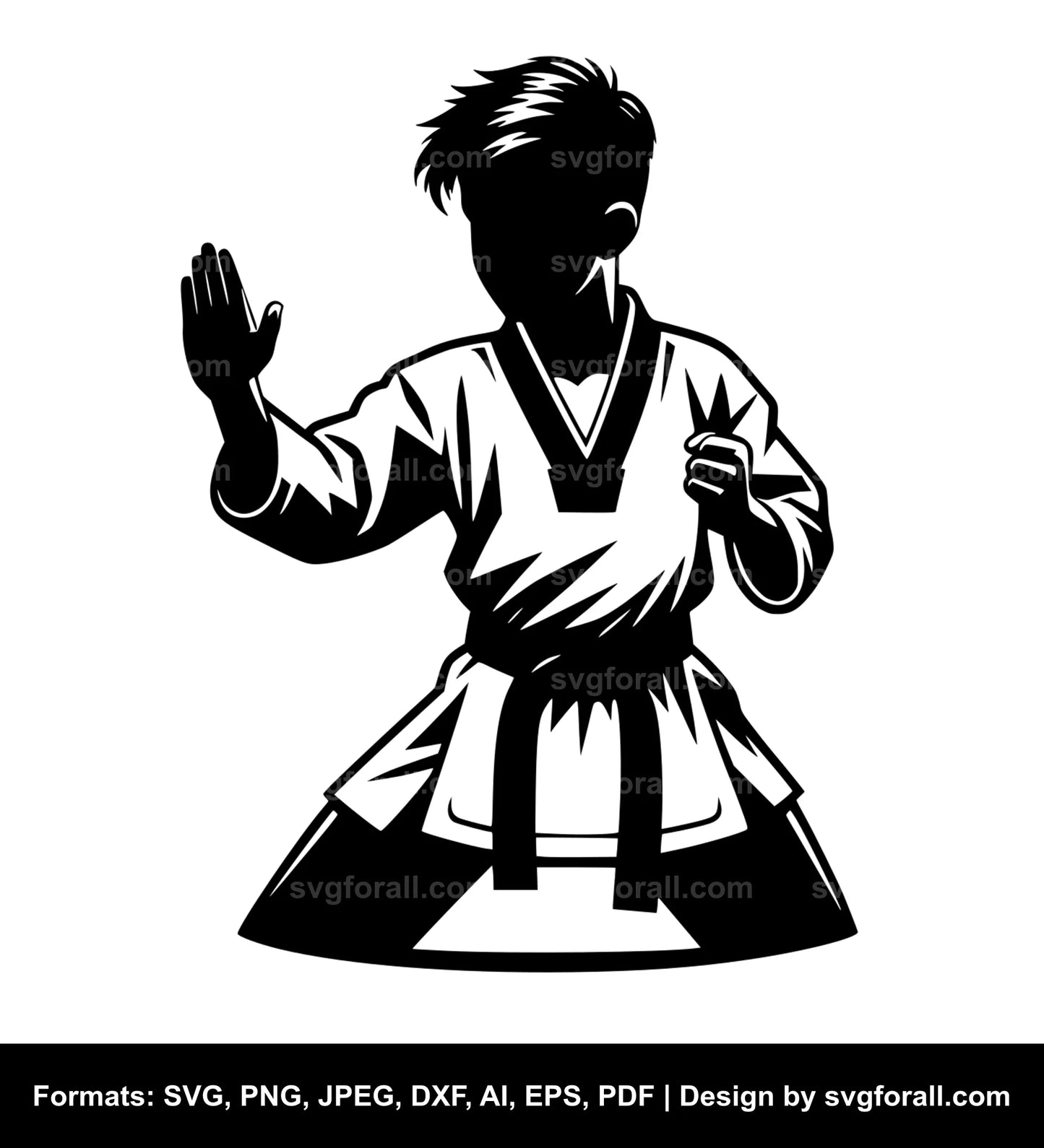 Taekwondo Boy Black SVG