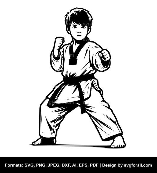 Taekwondo Boy SVG Vector