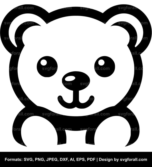 Teddy Face Black SVG