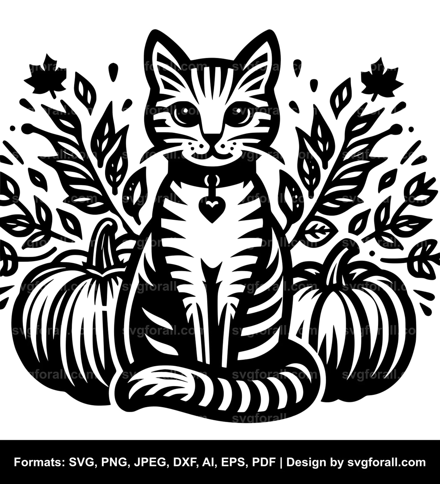 Thanksgiving Cat Black SVG