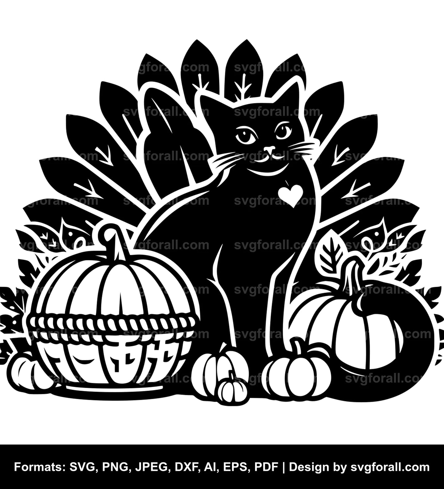 Thanksgiving Cat SVG Vector