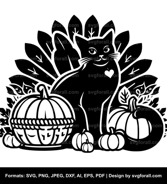 Thanksgiving Cat SVG Vector