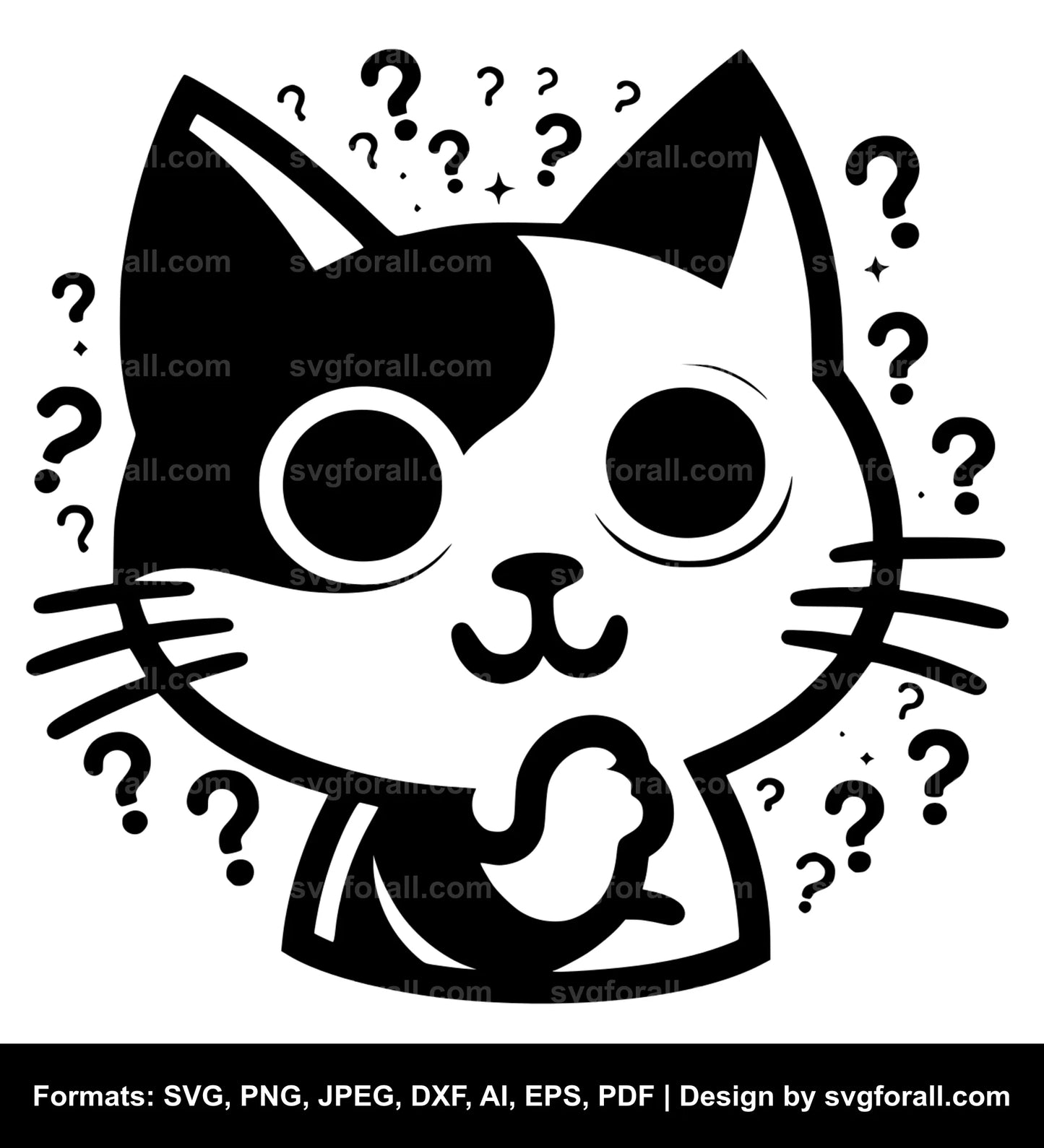 Thinking Cat Black SVG