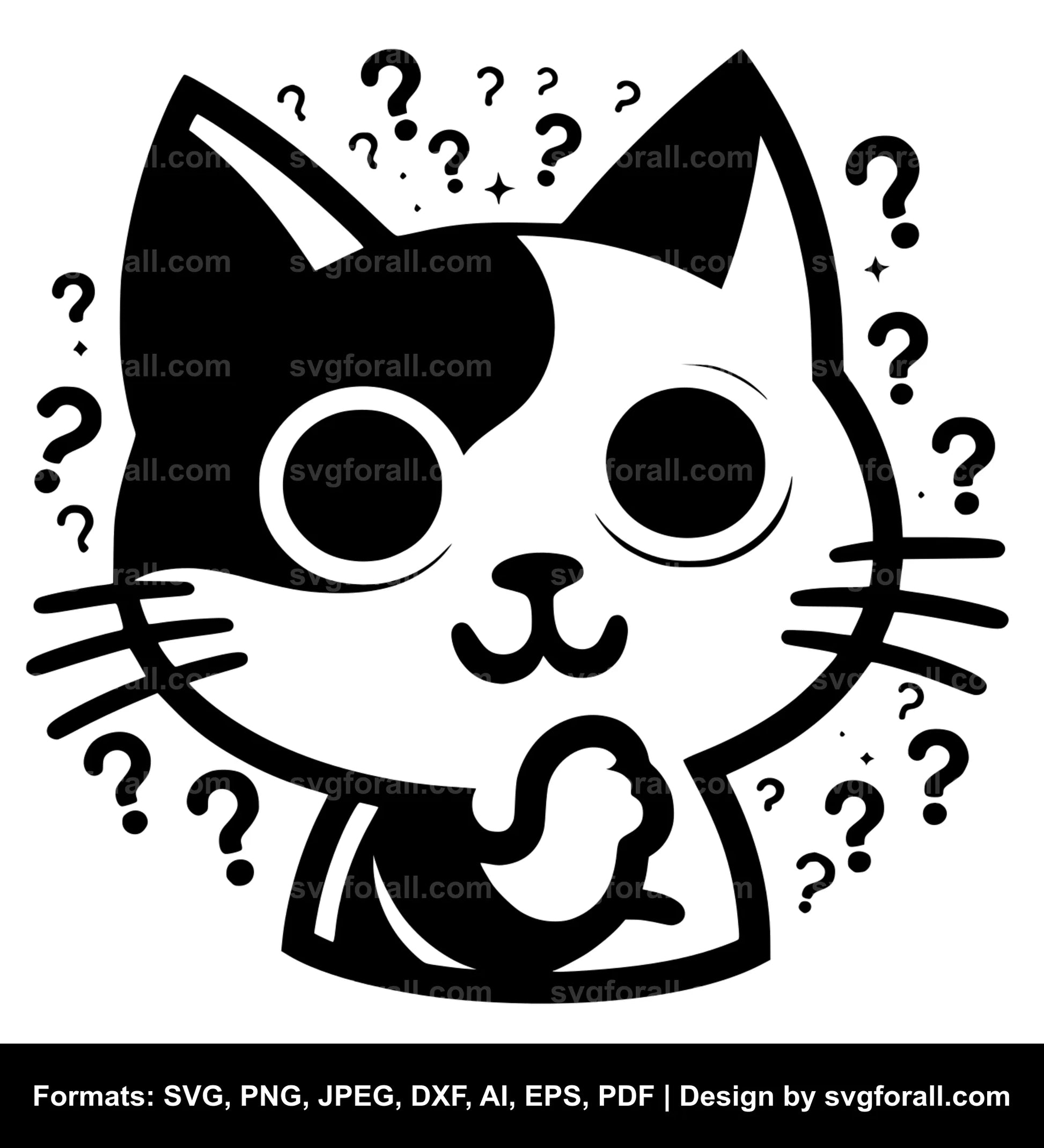 Thinking Cat Black SVG