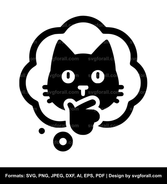 Thinking Cat SVG Vector