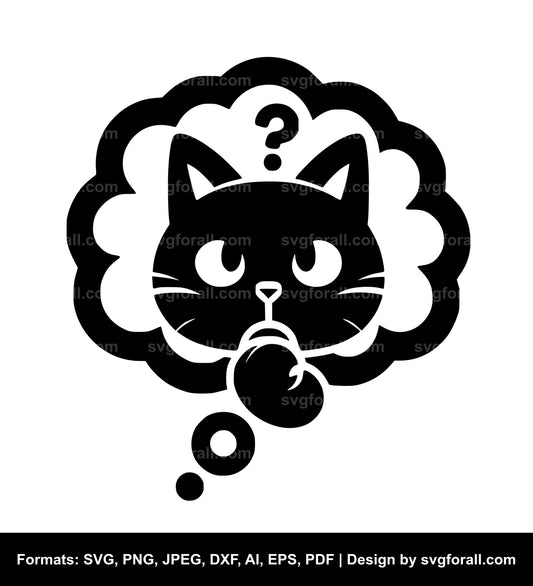 Thinking Cat Vector SVG