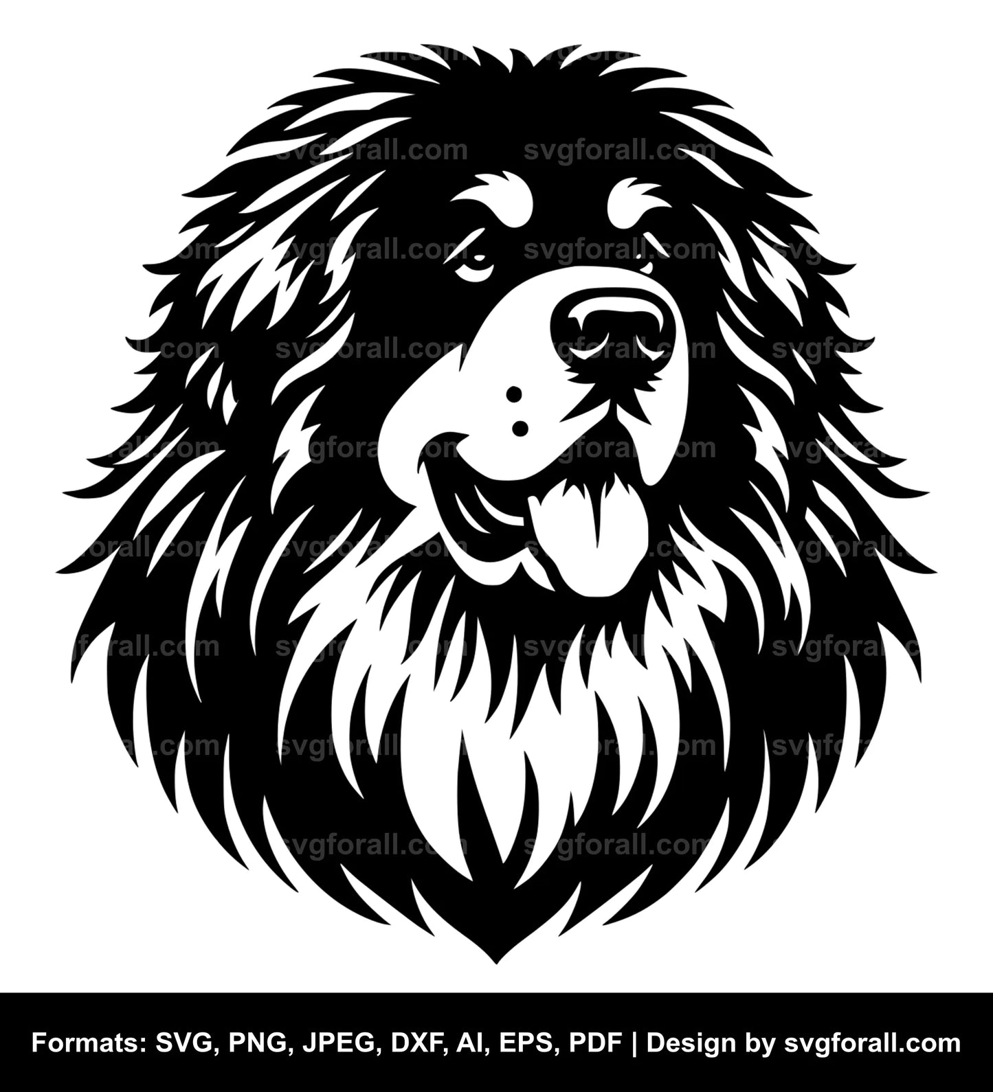 Tibetan Mastiff Dog Black SVG