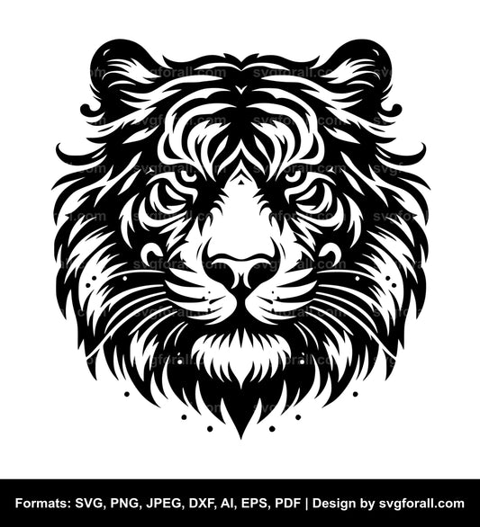 Tiger Face Black SVG