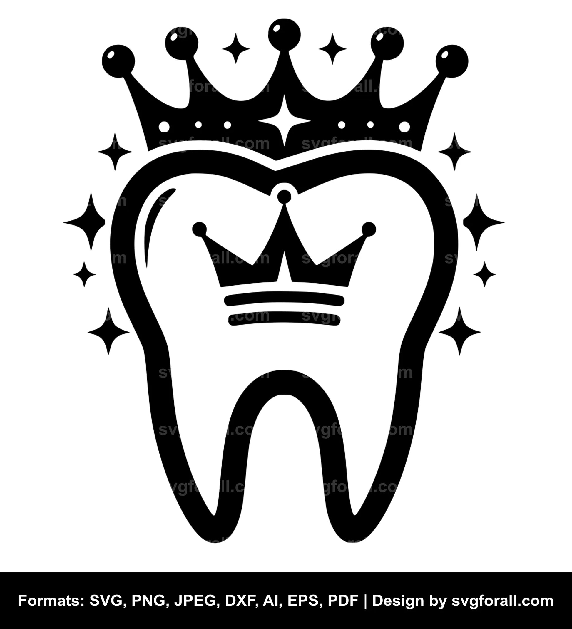 Tooth With Crown Black SVG