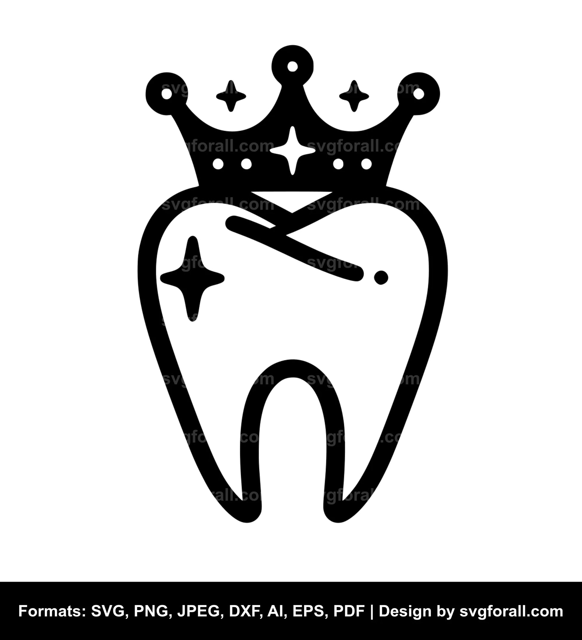 Tooth With Crown SVG Vector