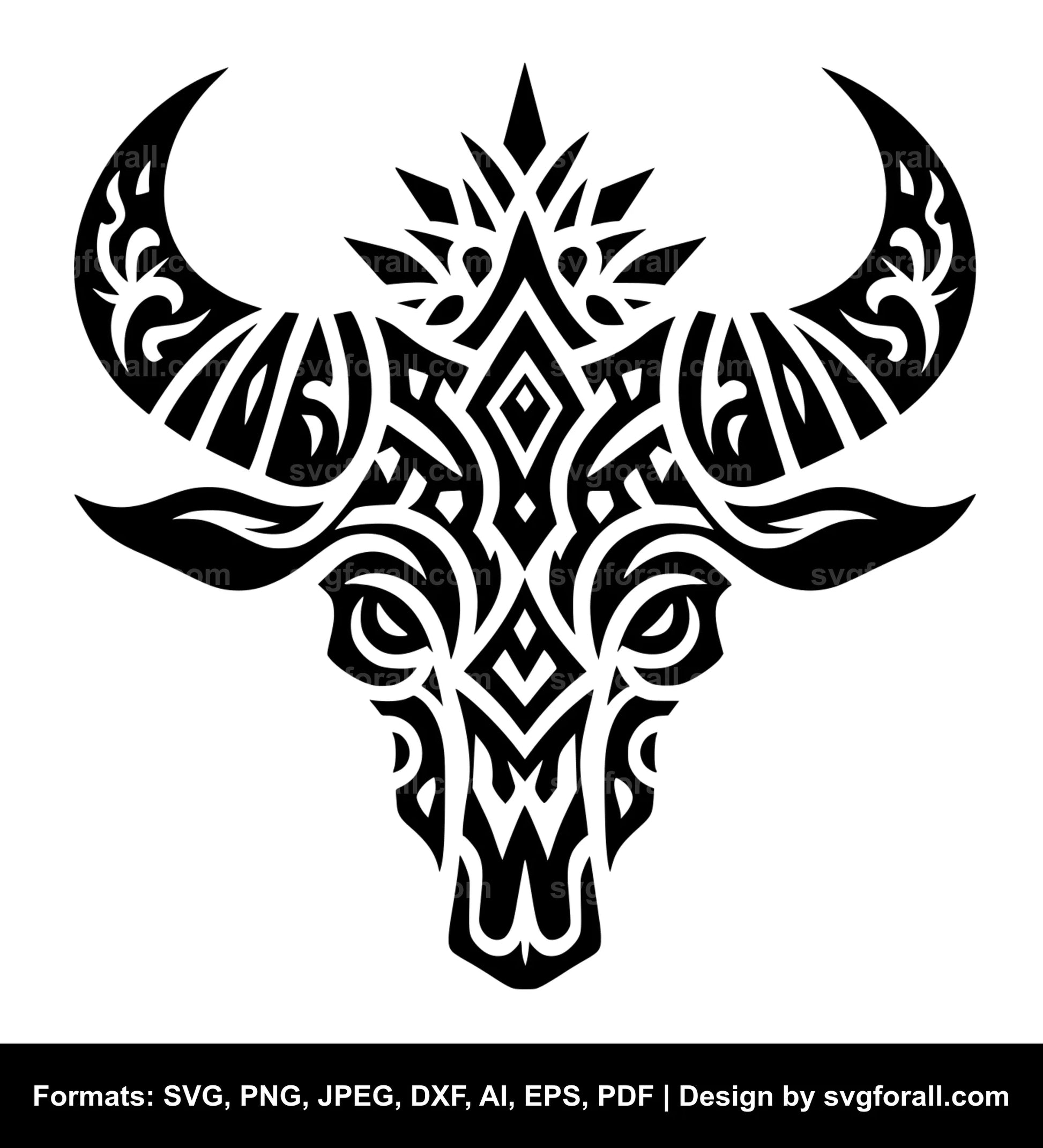 Tribal Cow Skull SVG