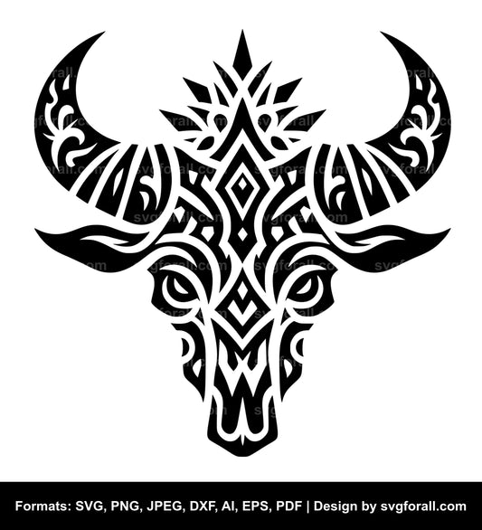 Tribal Cow Skull SVG