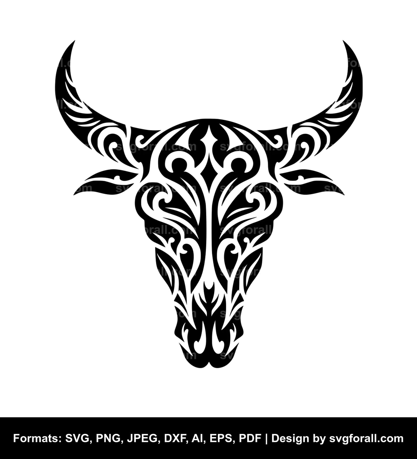 Tribal Cow Skull SVG File