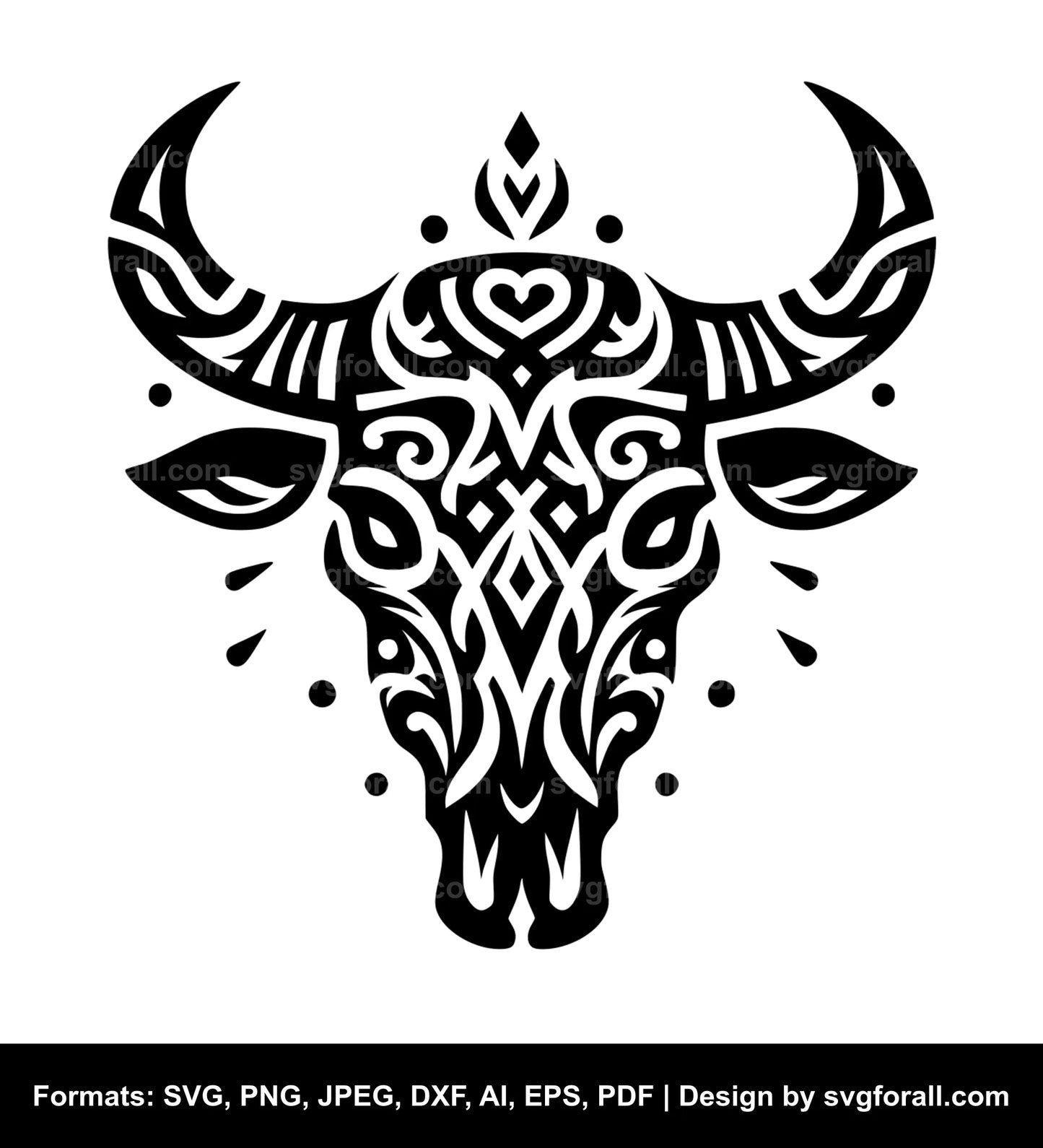 Tribal Cow Skull SVG PNG