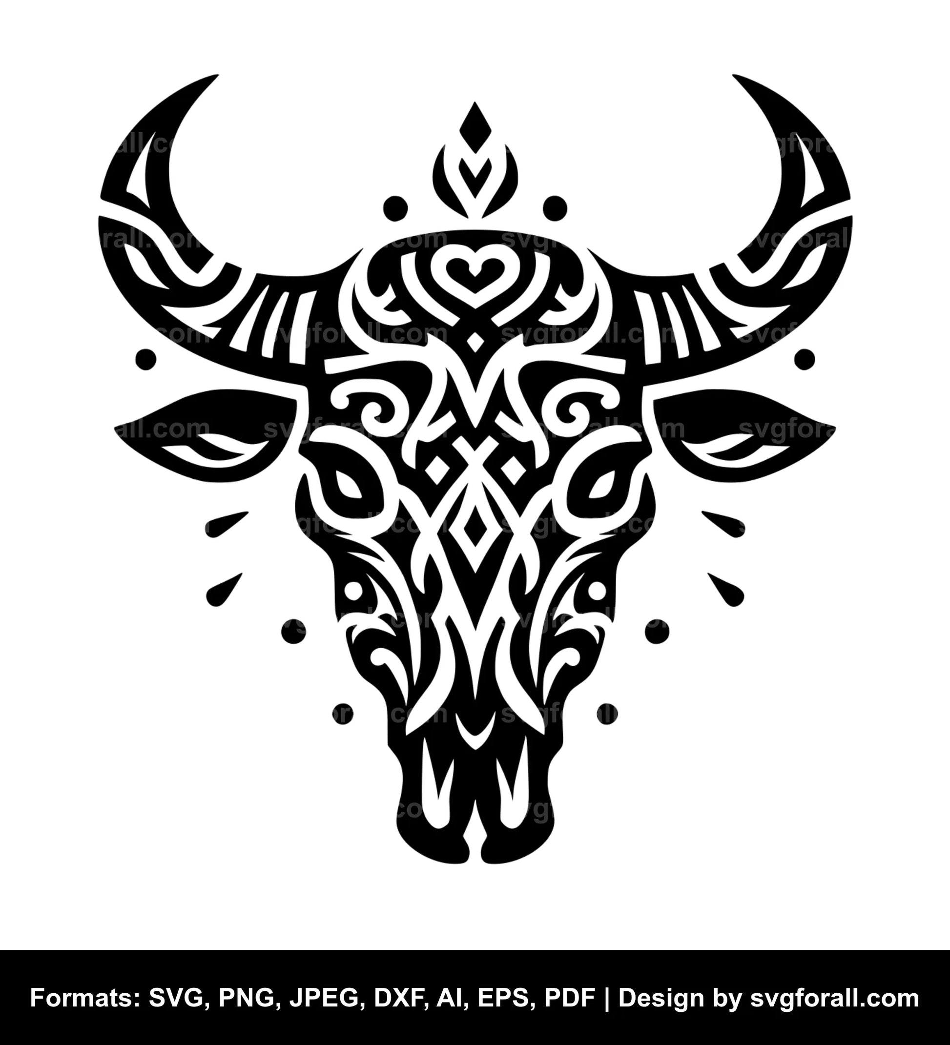 Tribal Cow Skull SVG PNG