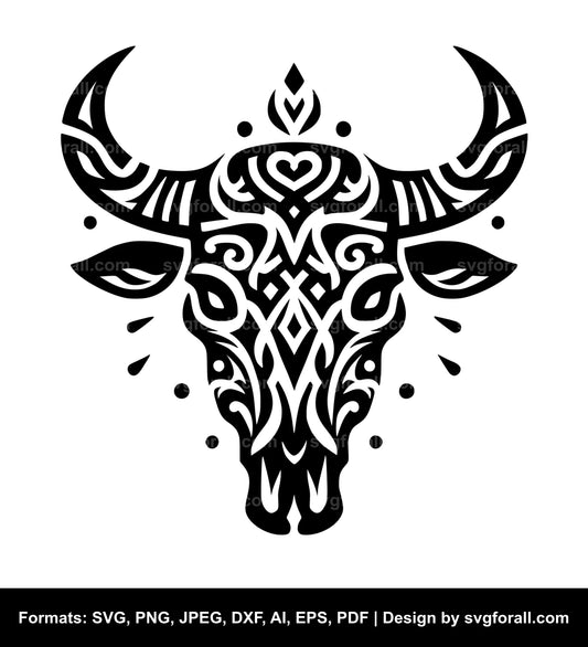 Tribal Cow Skull SVG PNG