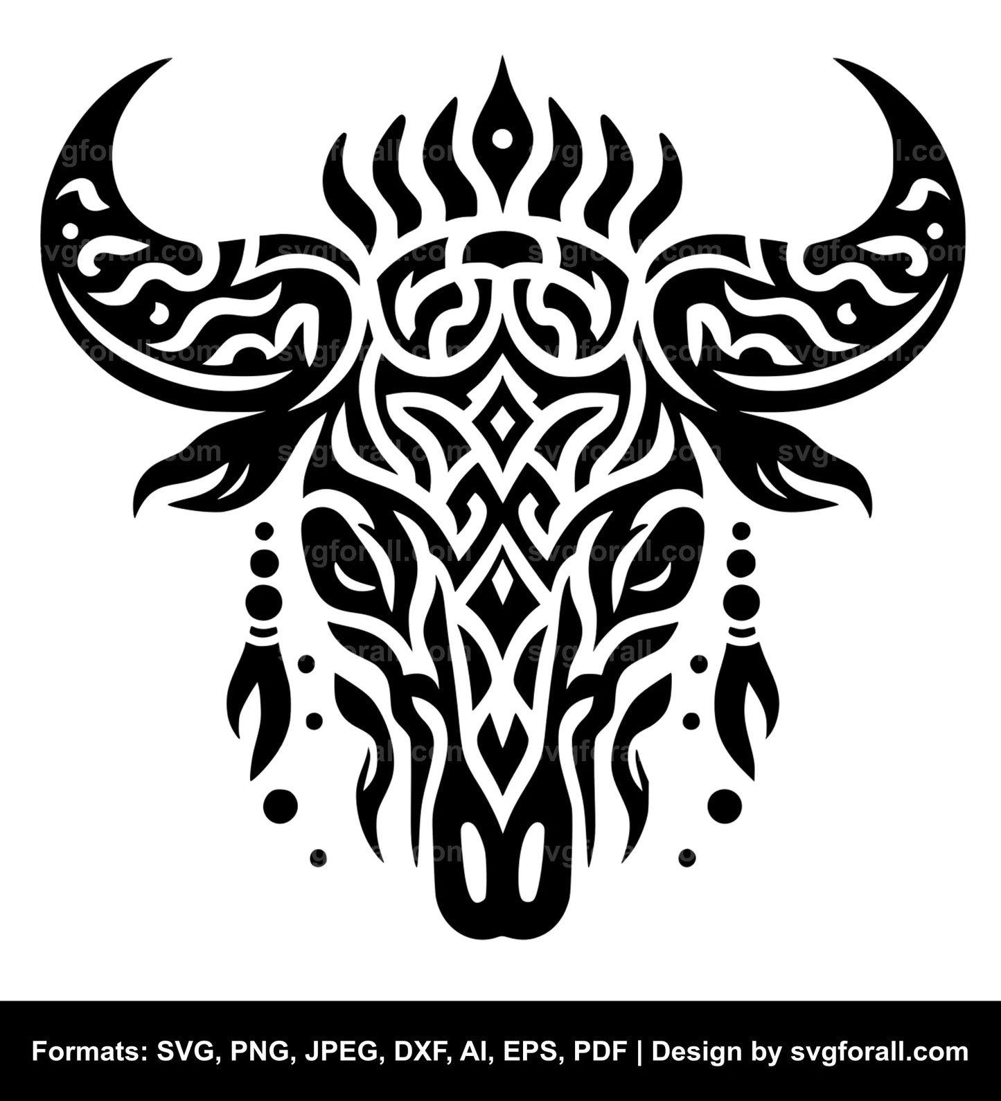 Tribal Cow Skull SVG Vector