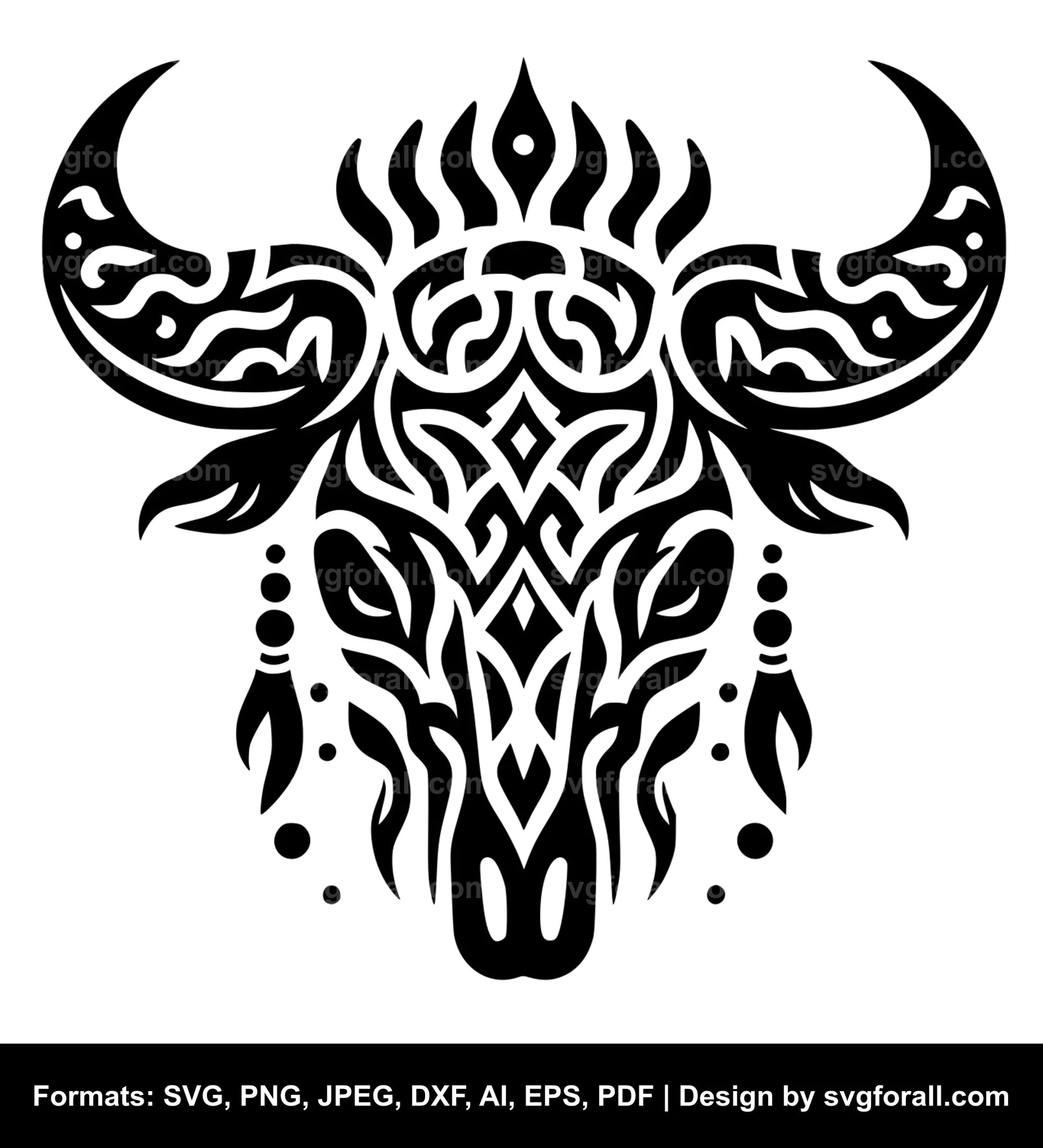 Tribal Cow Skull SVG Vector