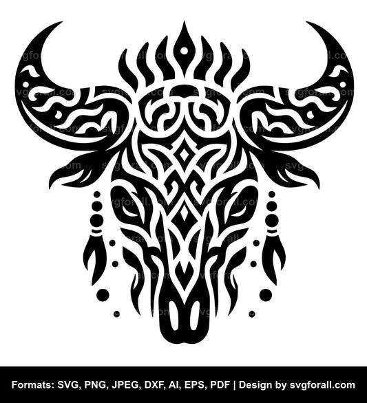 Tribal Cow Skull SVG Vector