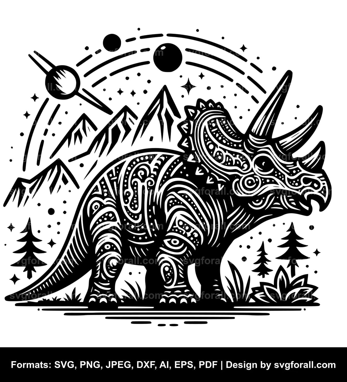 Triceratops Black SVG