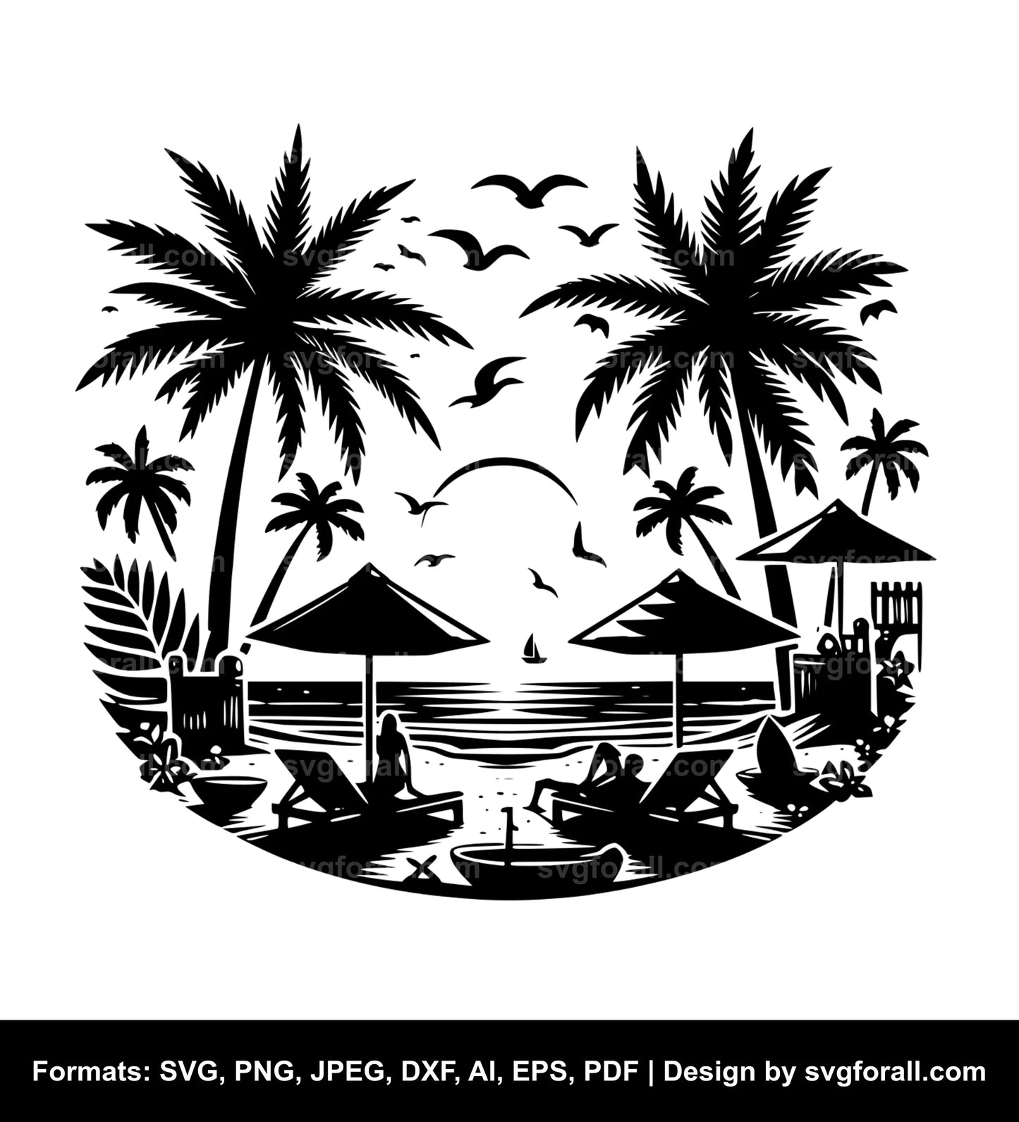 Tropical Beach SVG File