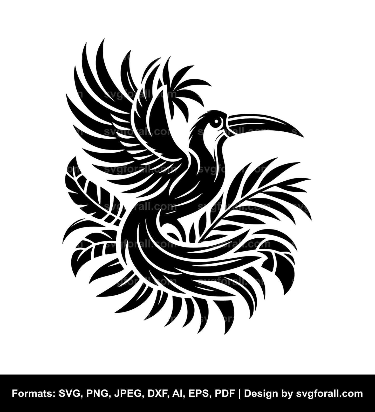 Tropical Bird Black SVG